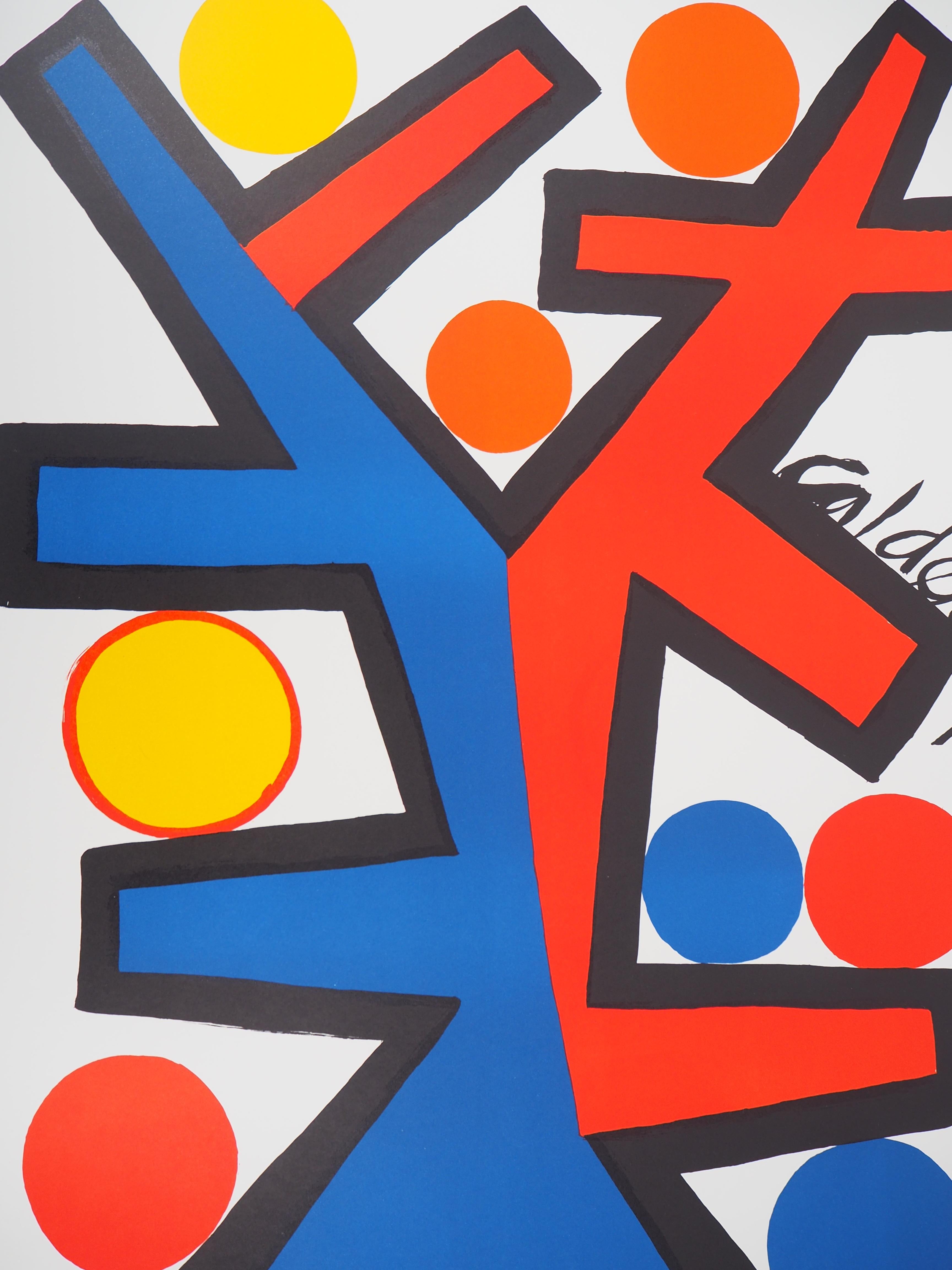 Abstract Composition (Assymetric) - Original Lithograph - Gray Abstract Print by Alexander Calder