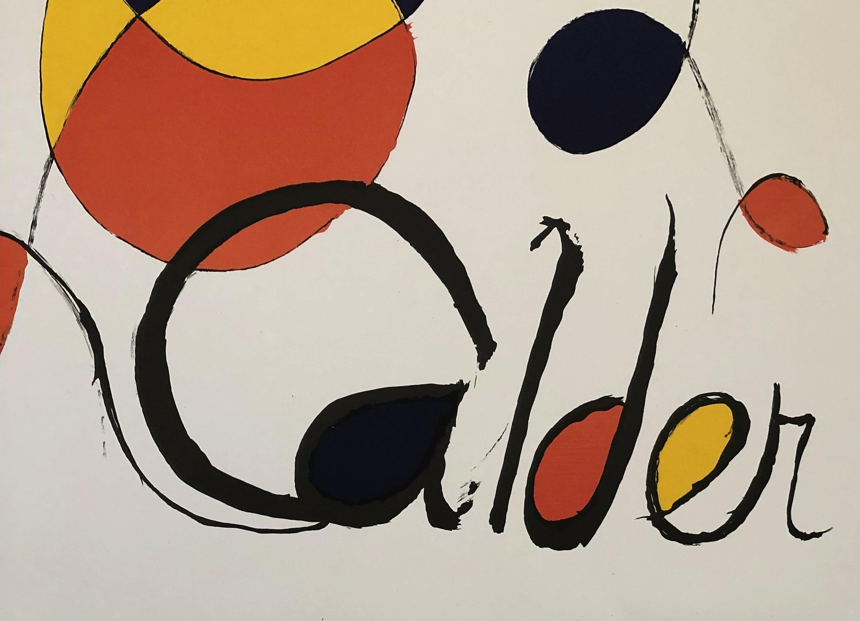 Abstract Composition - Lithograph Poster - Exhibition in Albi 1971 - Beige Abstract Print by Alexander Calder