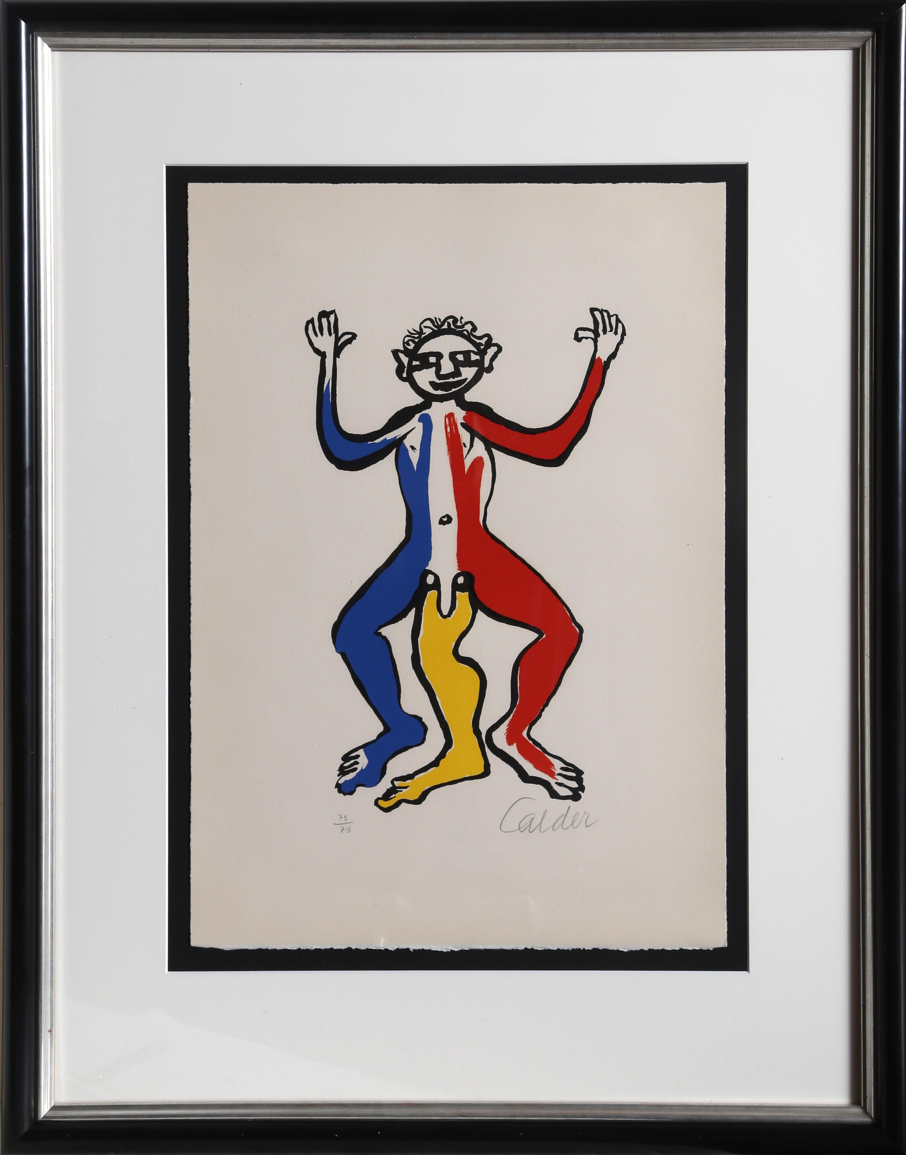 Artist: Alexander Calder, American (1898 - 1976)
Title: Acrobate from Derriere Le Miroir Deluxe Edition 212
Year: 1975
Medium: Lithograph, signed and numbered in pencil
Edition: 75/75
Image Size: 15 in. x 11 in. (38.1 cm x 27.94 cm)
Size: 21.75 x