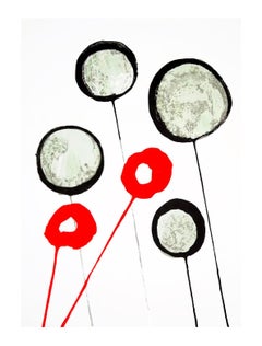 Alexander Calder 1960s Roses lithograph (Calder mid century modern prints)