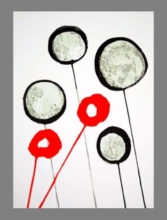 Alexander Calder 1960s Roses lithograph (Calder mid century modern prints)
