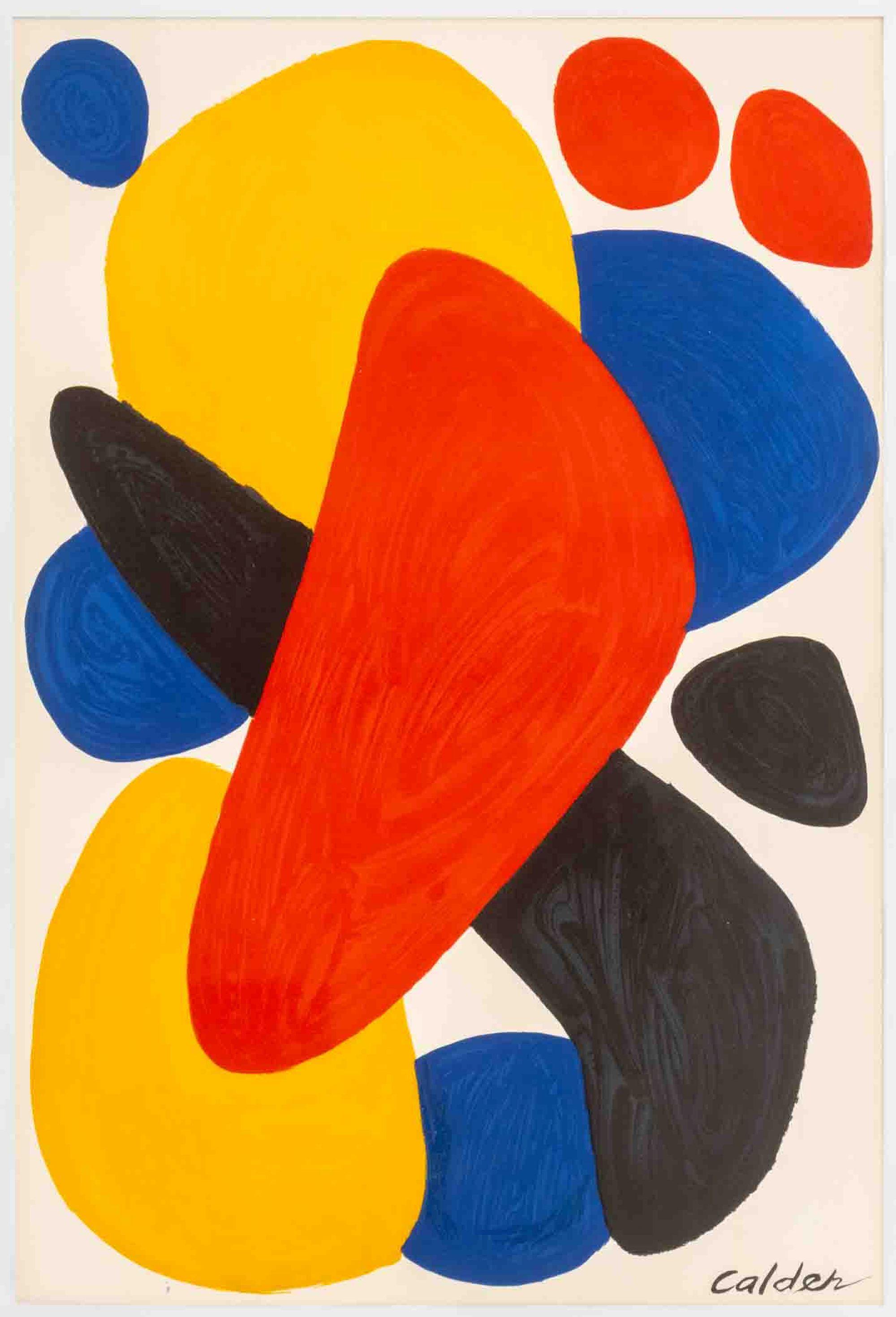 « Boomerang », lithographie abstraite biomorphique en couleurs, 1974