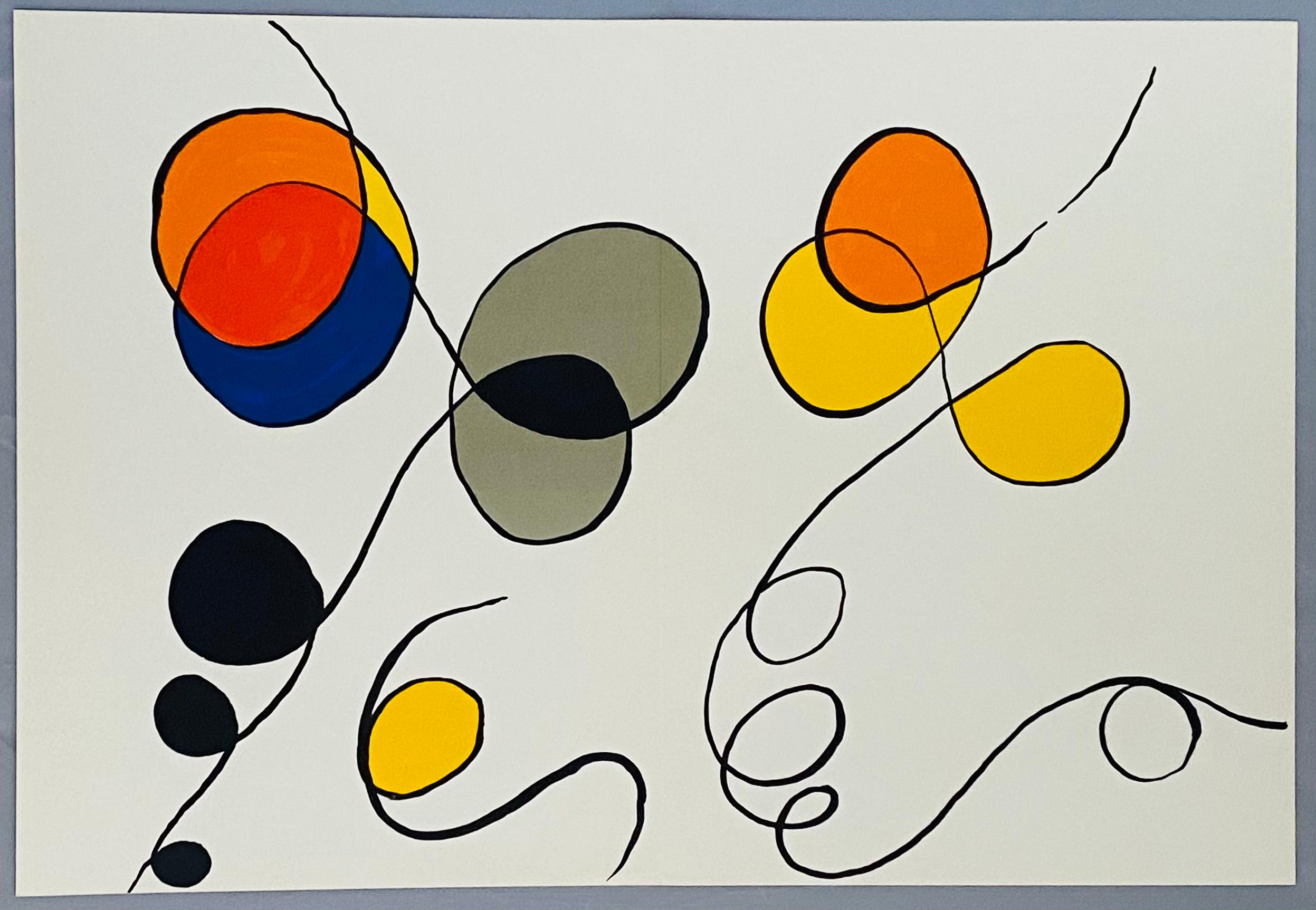 Original 1960s Alexander Calder lithograph:

Dimensions: 15 x 22 inches.

Portfolio: Derriere Le Miroir. Published by: Galerie Maeght, Paris, 1968.

Very good overall vintage condition with well preserved colors. Contains a center fold-line as