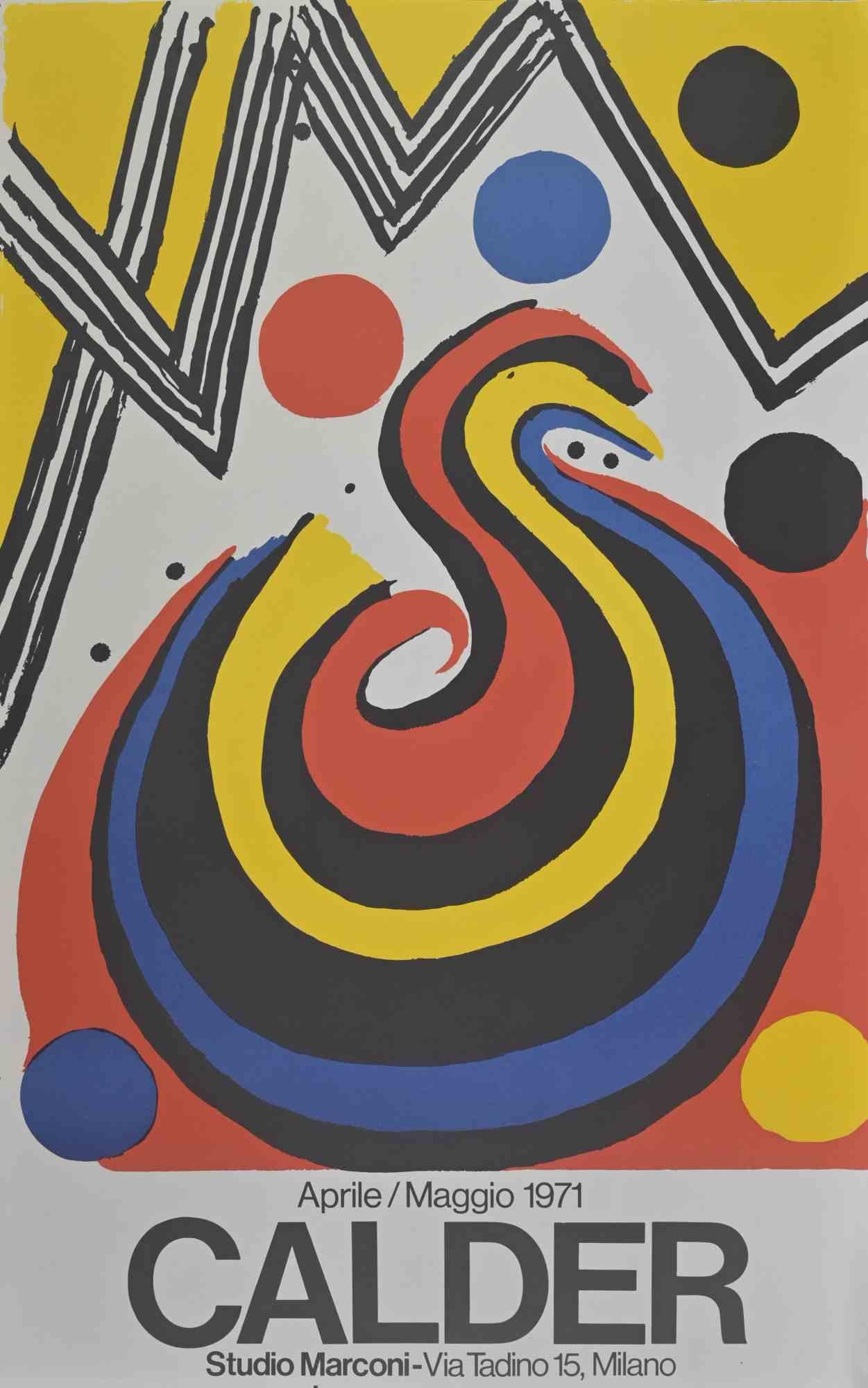 Alexander Calder, Ausstellungsplakat  Offsetdruck und Lithographie im Vintage-Stil – 1971