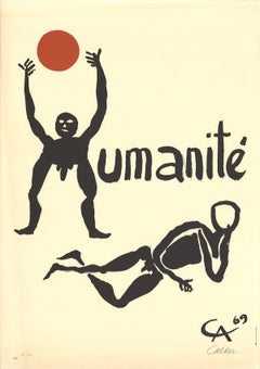 Alexander Calder-Humanite-32" x 22.5"-Lithograph-1968-Surrealism-Black, Brown