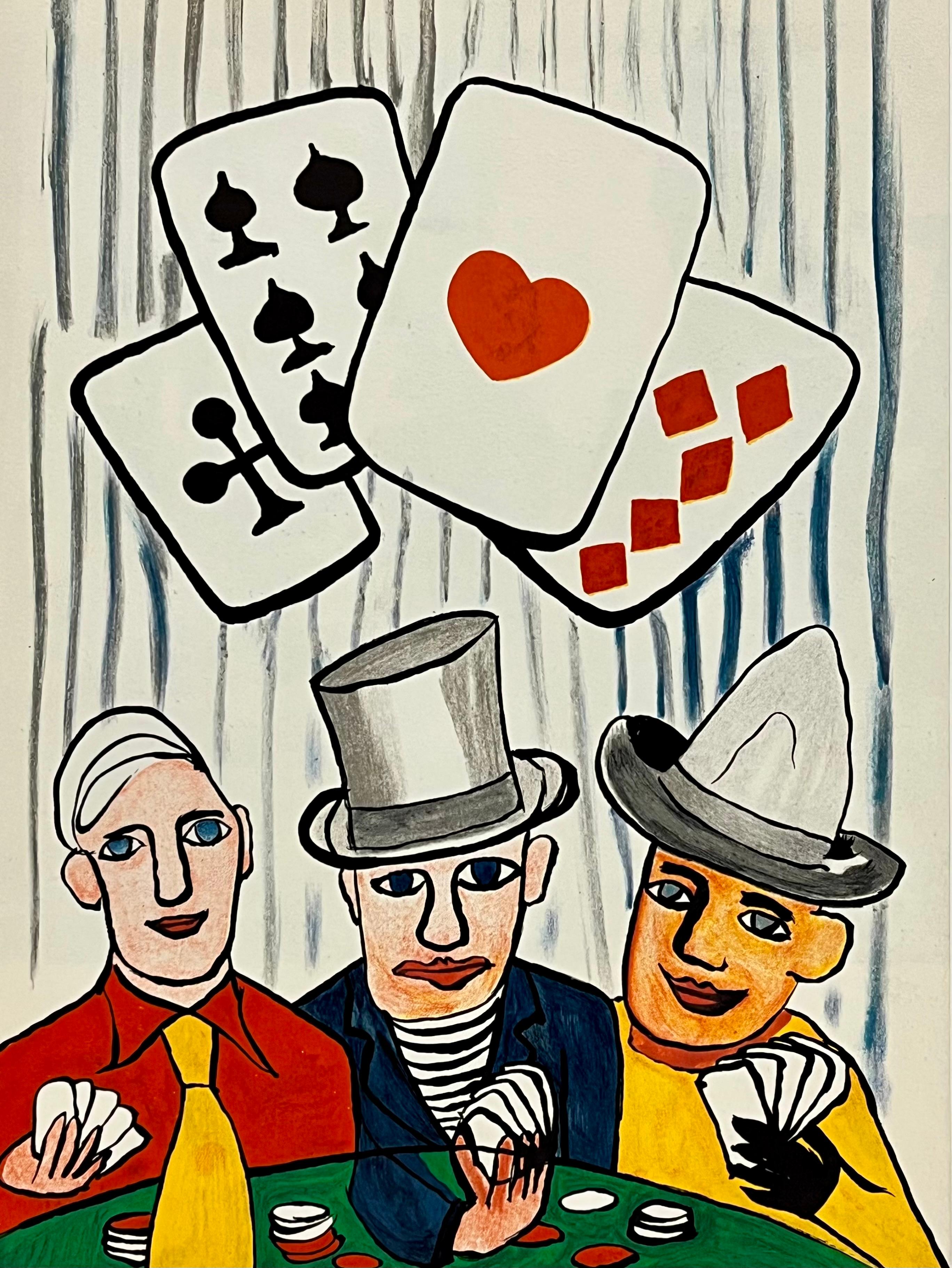 Alexander Calder Las Vegas card players lithograph (Calder prints) For Sale 3
