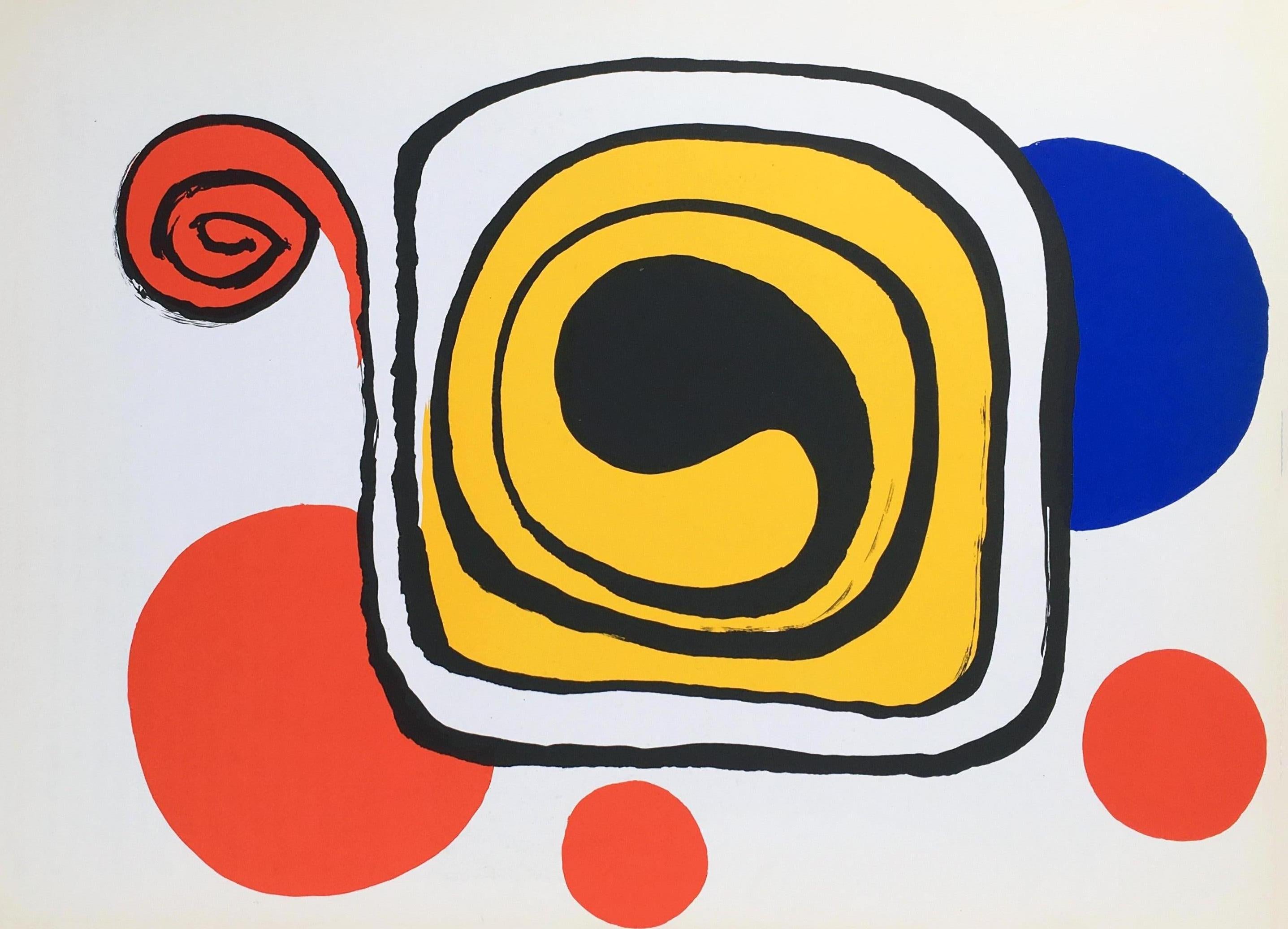 Alexander Calder Lithograph c. 1971 from Derrière le miroir:

Lithograph in colors; 15 x 11 inches.
Very good overall vintage condition; well-preseved.
Unsigned from an edition of unknown.
From: Derrière le miroir Printed in France c. 1971.