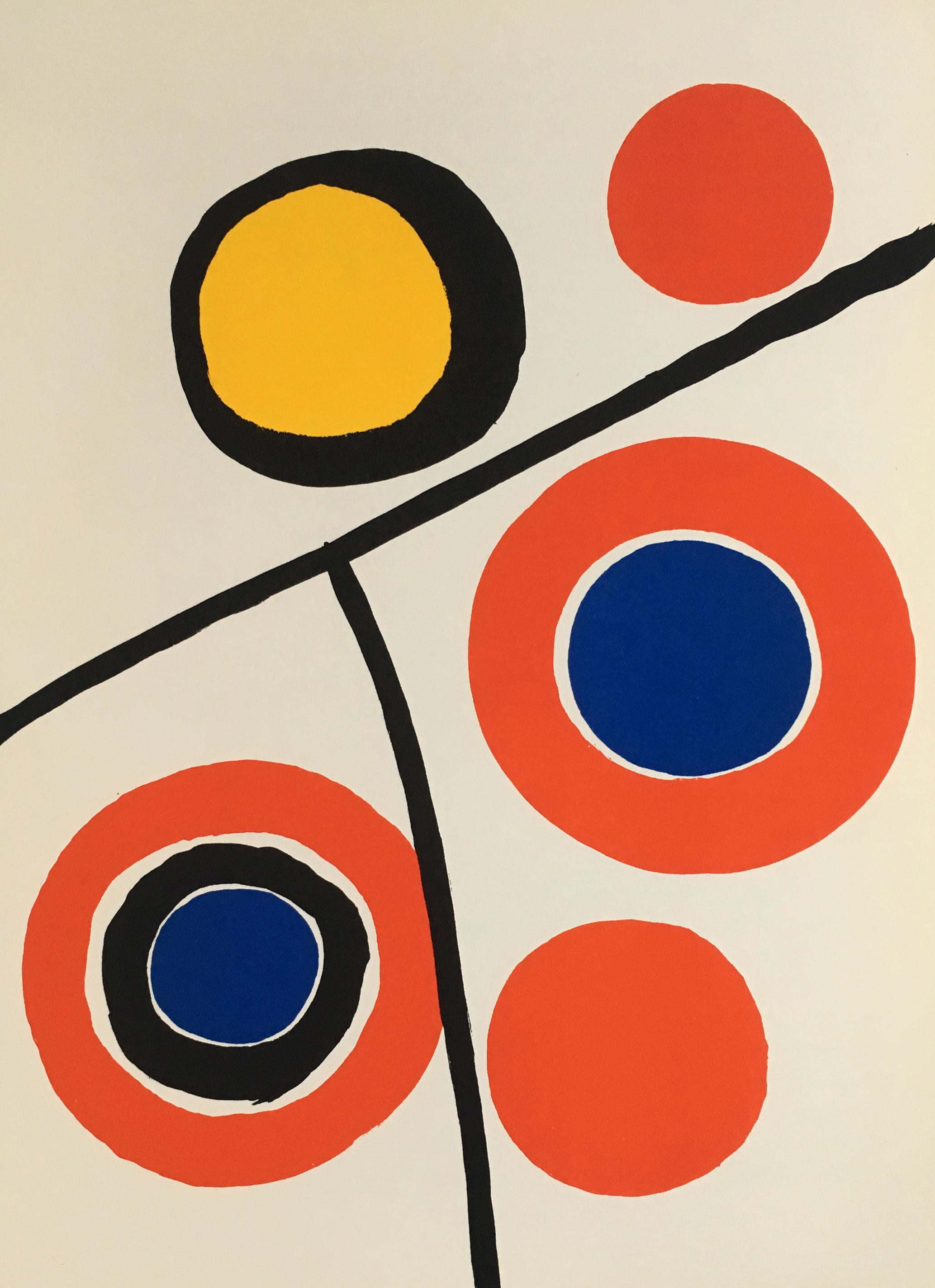 Alexander Calder Lithograph c. 1973 from Derrière le miroir:

Lithograph in colors; 15 x 11 inches.
Very good overall vintage condition.
Unsigned from an edition of unknown.
From: Derrière le miroir Printed in France c. 1973.

Derrière le miroir:
In