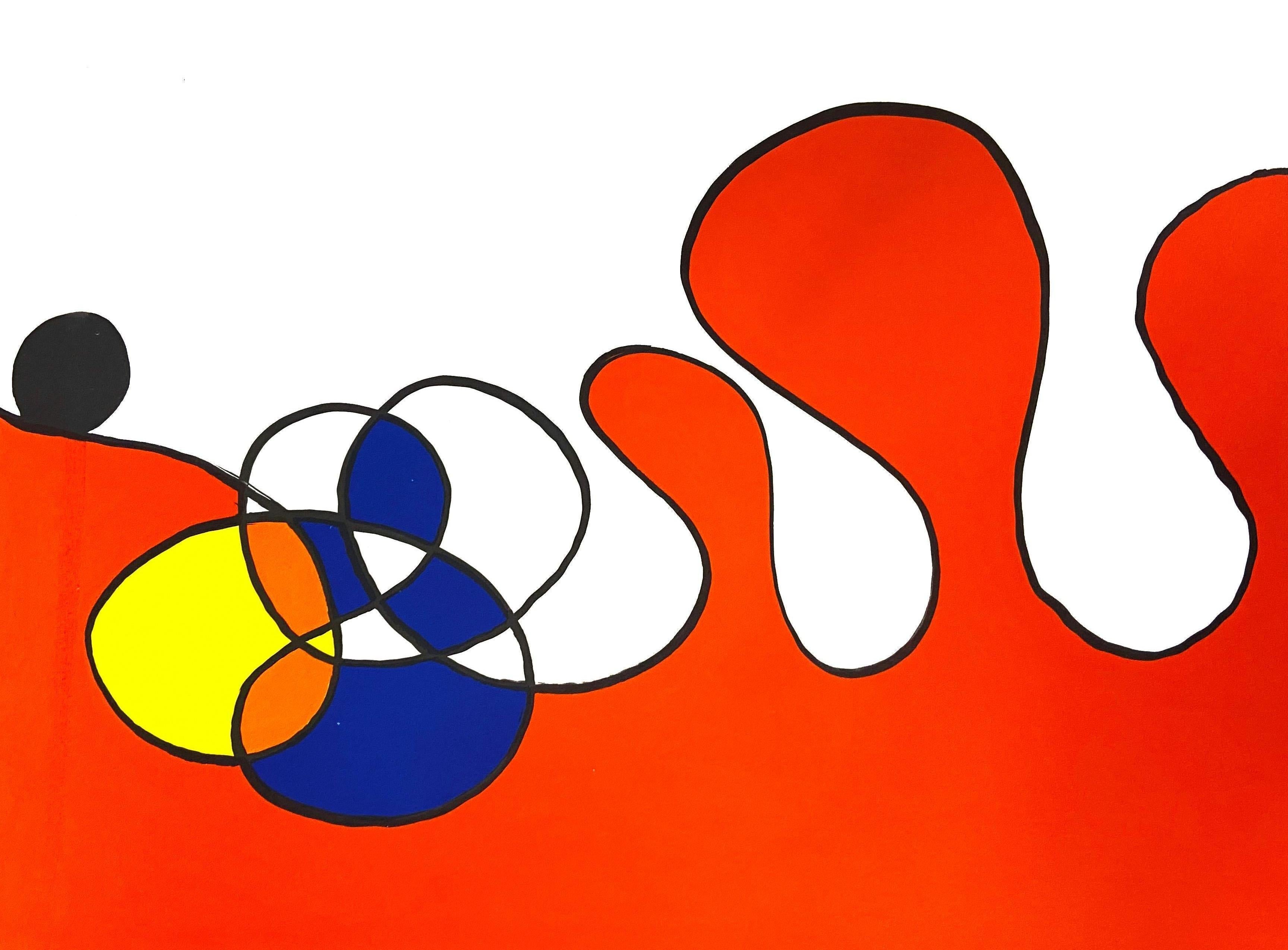 Alexander Calder Lithographie ca. 1967 aus Derrière le miroir:

Farblithographie; 15 x 11 Zoll.
Sehr guter Gesamtzustand; gut präpariert. 
Unsigniert aus einer unbekannten Auflage.
Von: Derrière le miroir Gedruckt in Frankreich ca. 1967. 

Derrière
