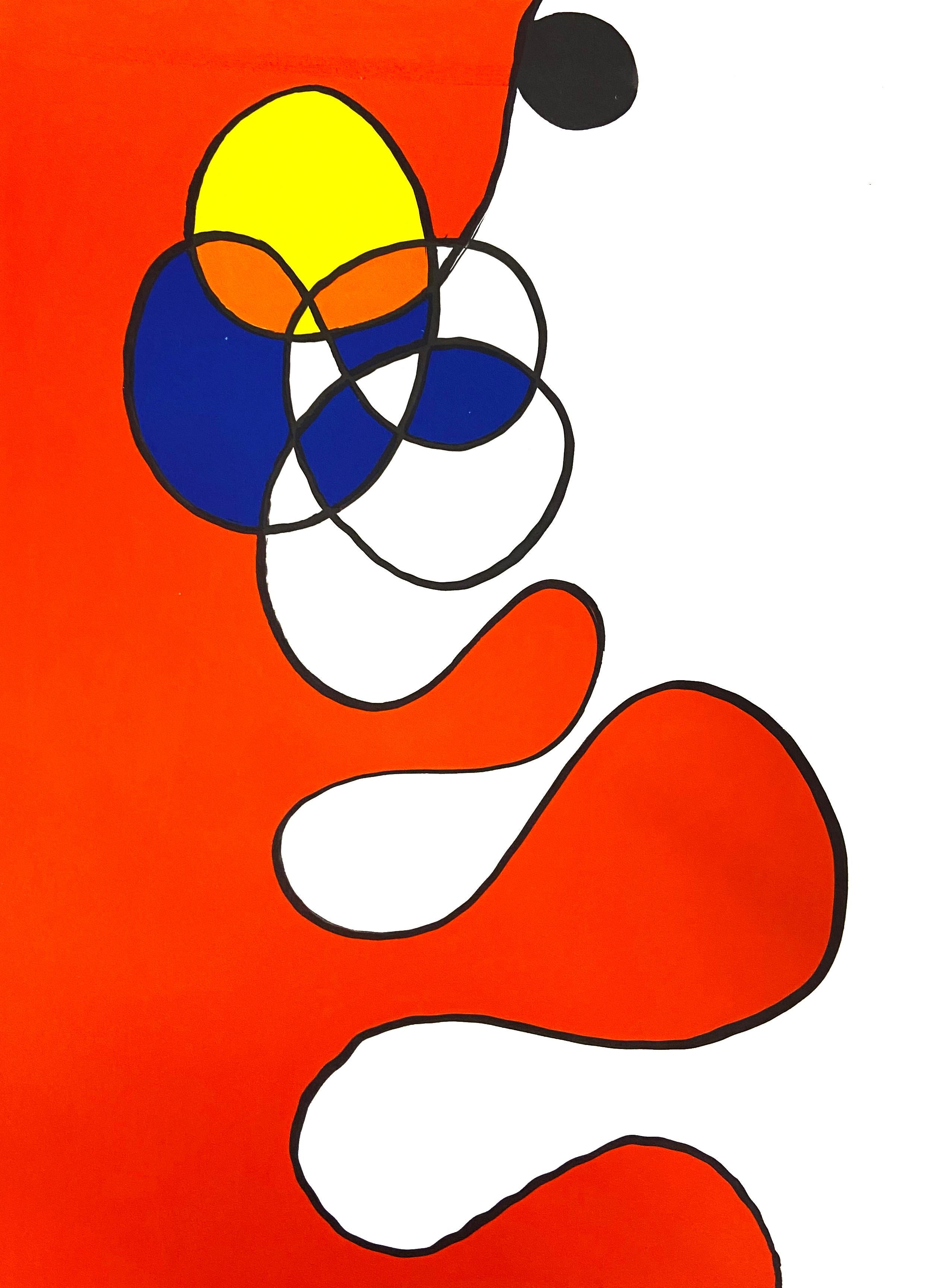 Alexander Calder Lithograph c. 1967 from Derrière le miroir:

Lithograph in colors; 15 x 11 inches.
Very good overall vintage condition; well-preseved. 
Unsigned from an edition of unknown.
From: Derrière le miroir Printed in France c. 1967.