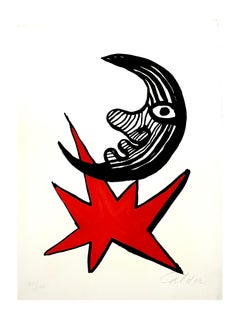 Alexander Calder - Moon and Red Star - Original Handsigned Lithograph