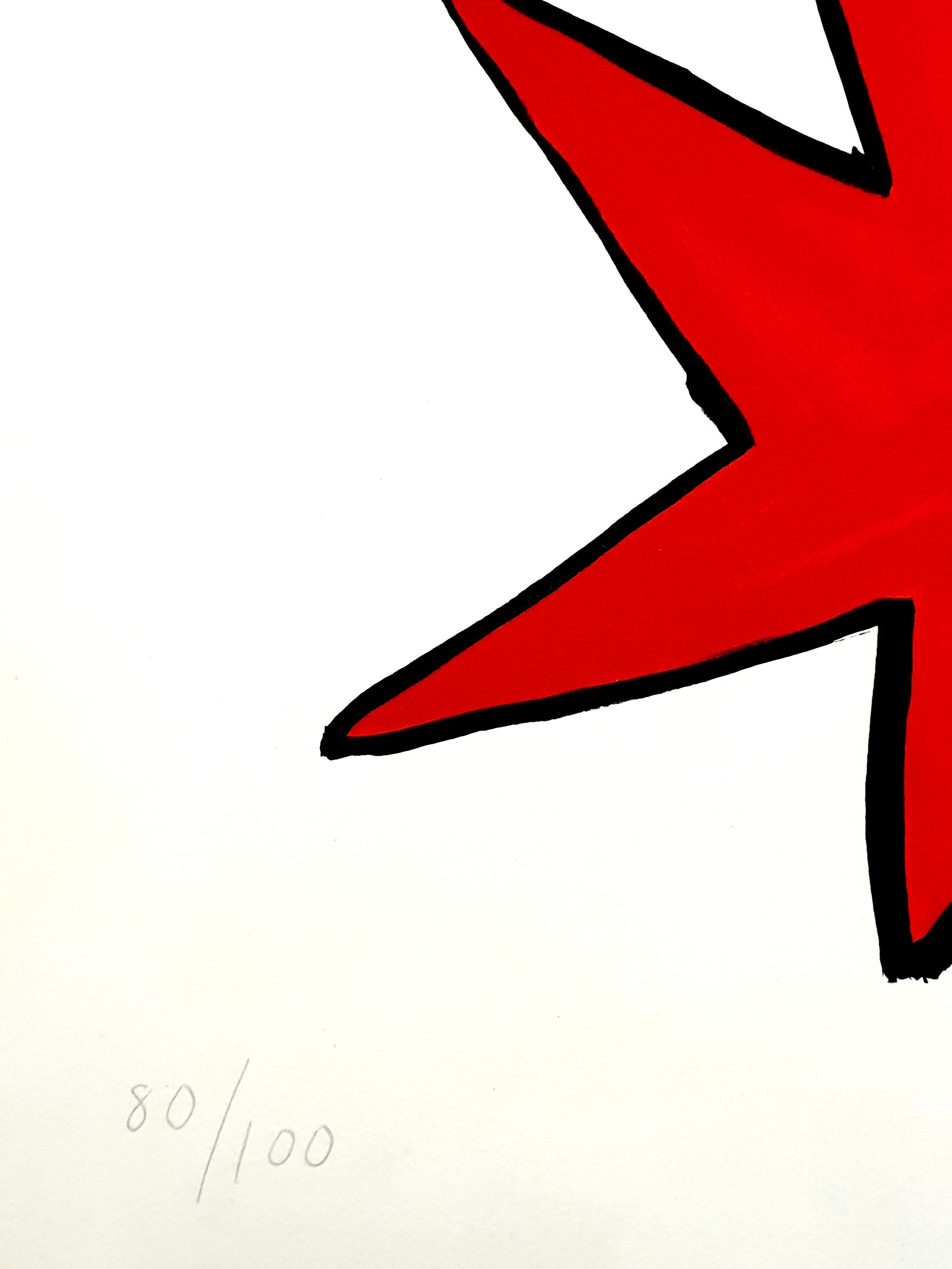 Alexander Calder - Moon and Red Star - Original Handsigned Lithograph 1