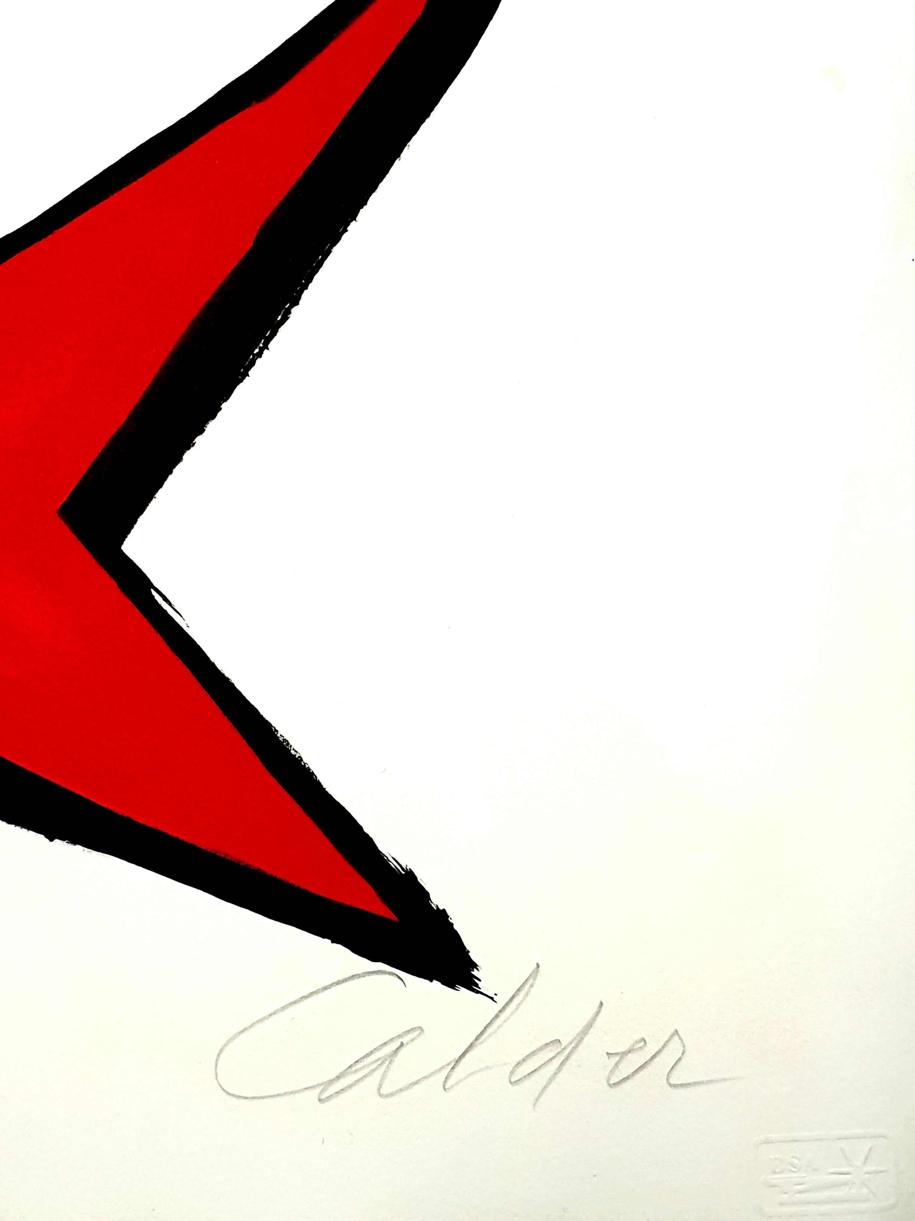 Alexander Calder - Moon and Red Star - Original Handsigned Lithograph 2