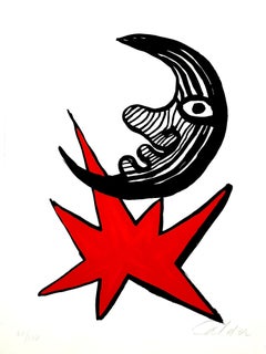 Alexander Calder - Moon and Red Star - Original Handsigned Lithograph