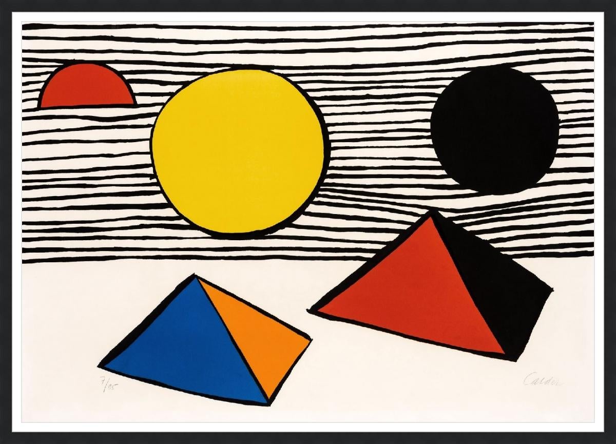 Alexander Calder Abstract Print - ALEXANDER CALDER  PYRAMIDS AND SUN  SIGNED AND NUMBERED