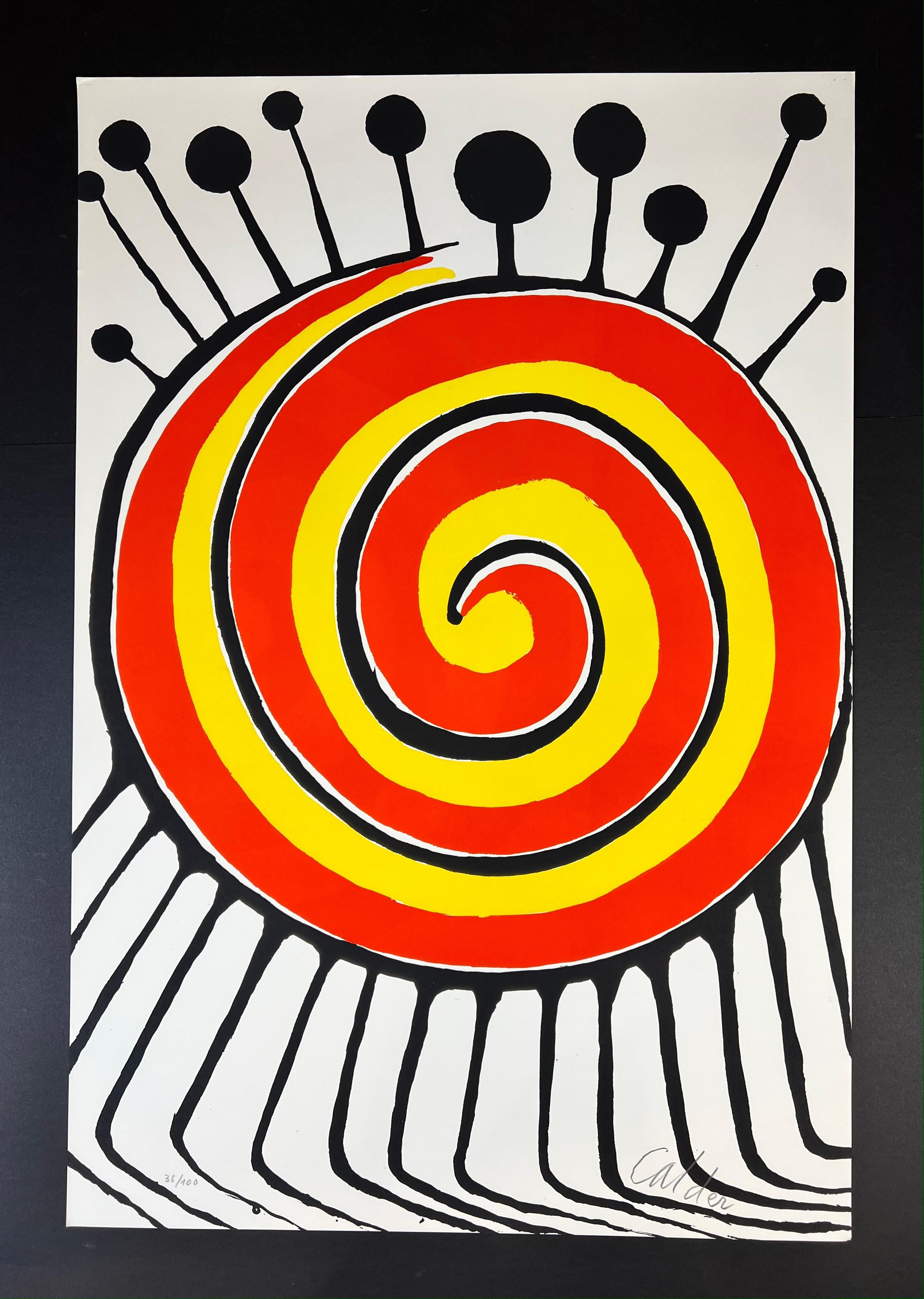 Alexander Calder ( 1898 - 1976 ) - Spirale millepiedi - handsignierte Lithographie, 1972

Zusätzliche Informationen:
MATERIAL: Farblithografie auf Papier
Herausgegeben im Jahr 1972
Limitierte Auflage von 100 Exemplaren
In der rechten unteren Ecke