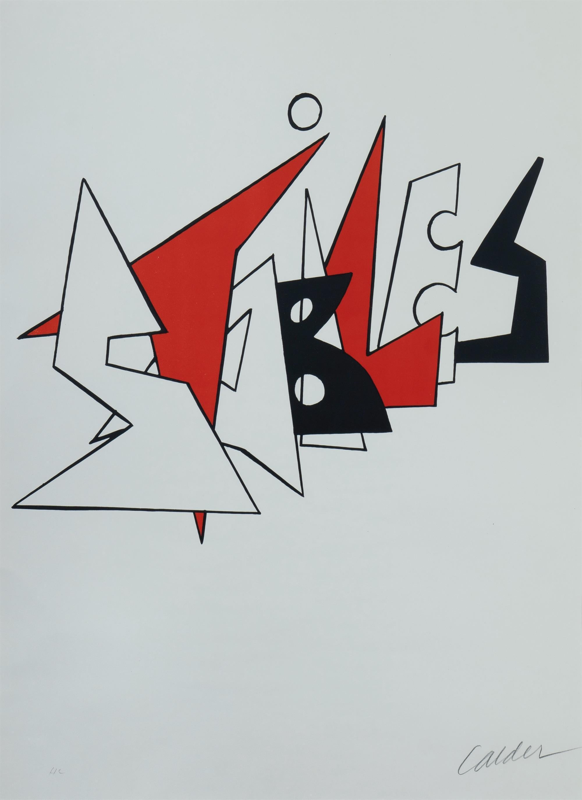 Alexander Calder 
Stabiles", 1963.
Signé au crayon en bas à droite.
Lithographie en couleurs A.C.C.
Publié par Maeght, Paris
Image : 70 x 51 cm 
Cadre : 94,5 x 75 x 5 cm