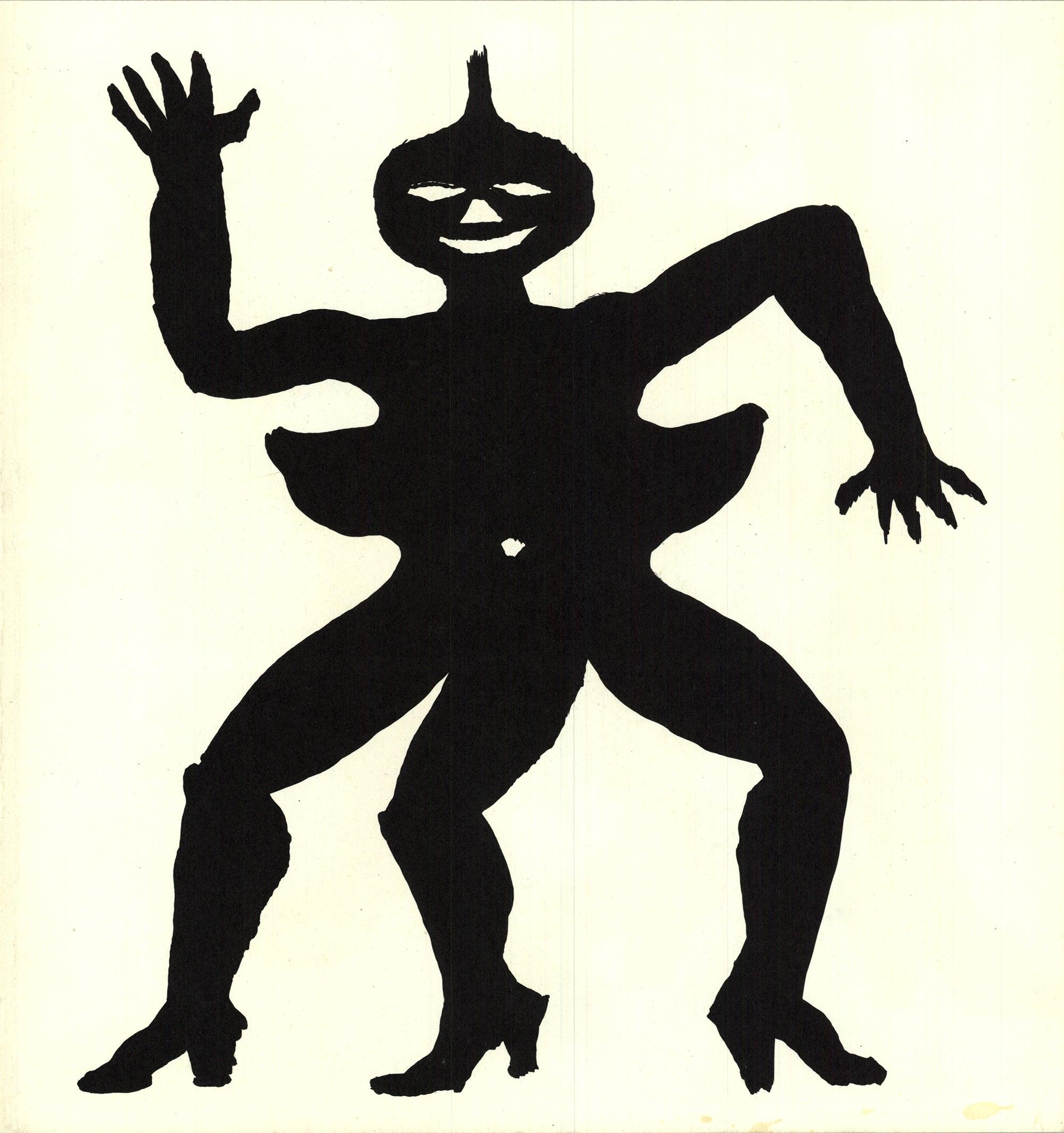 This first edition lithograph from Derrière le Miroir number 212 is a prime example of Alexander Calder's innovative approach to art. The three-legged figure in high heels reflect his fascination with movement, balance, and playful abstraction. The