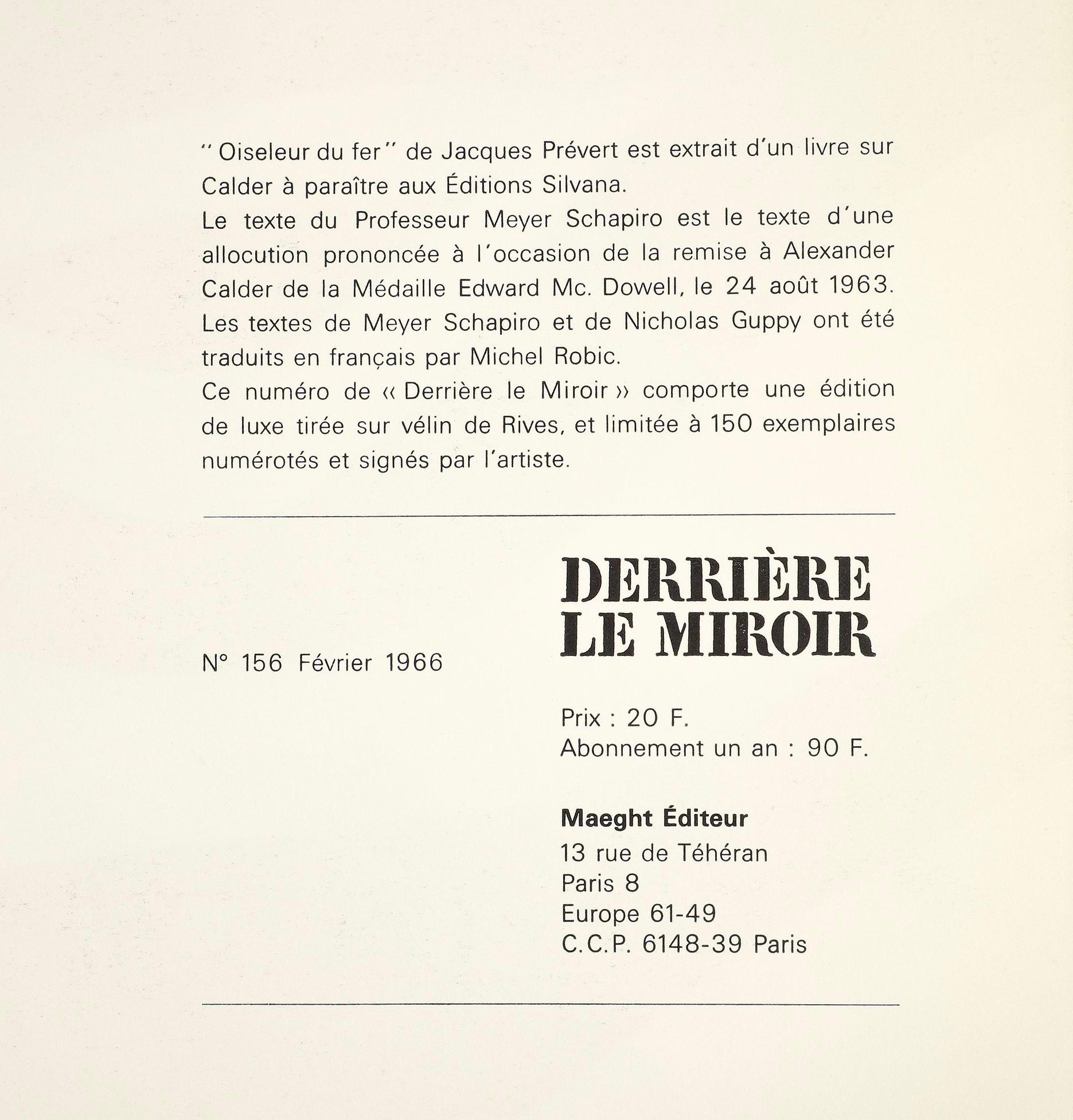 Alexander Calder, Untitled, from Derriere le miroir, 1966 For Sale 7