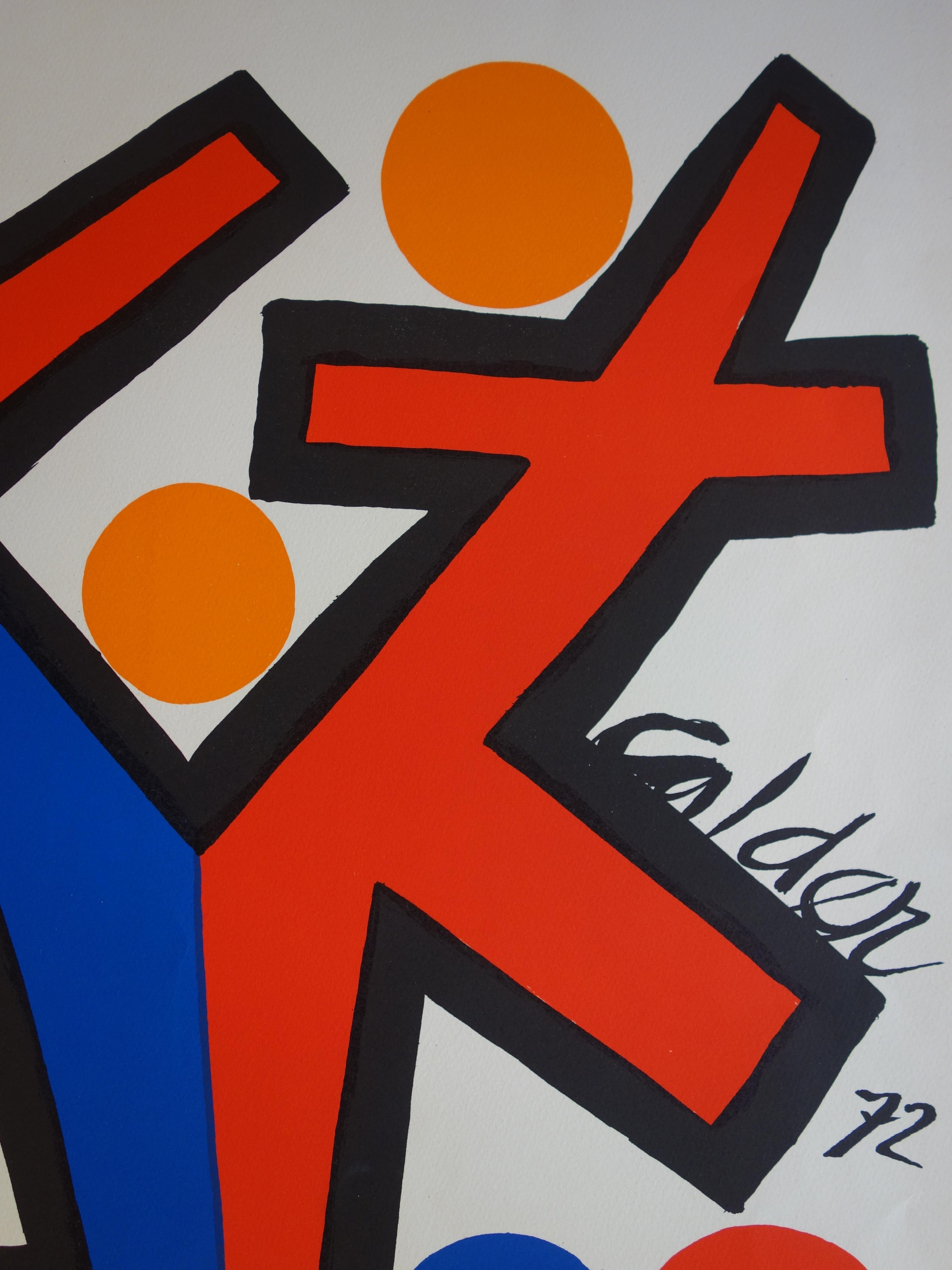 Asymmetrie – Originallithographie von 1972 (Geometrische Abstraktion), Print, von Alexander Calder
