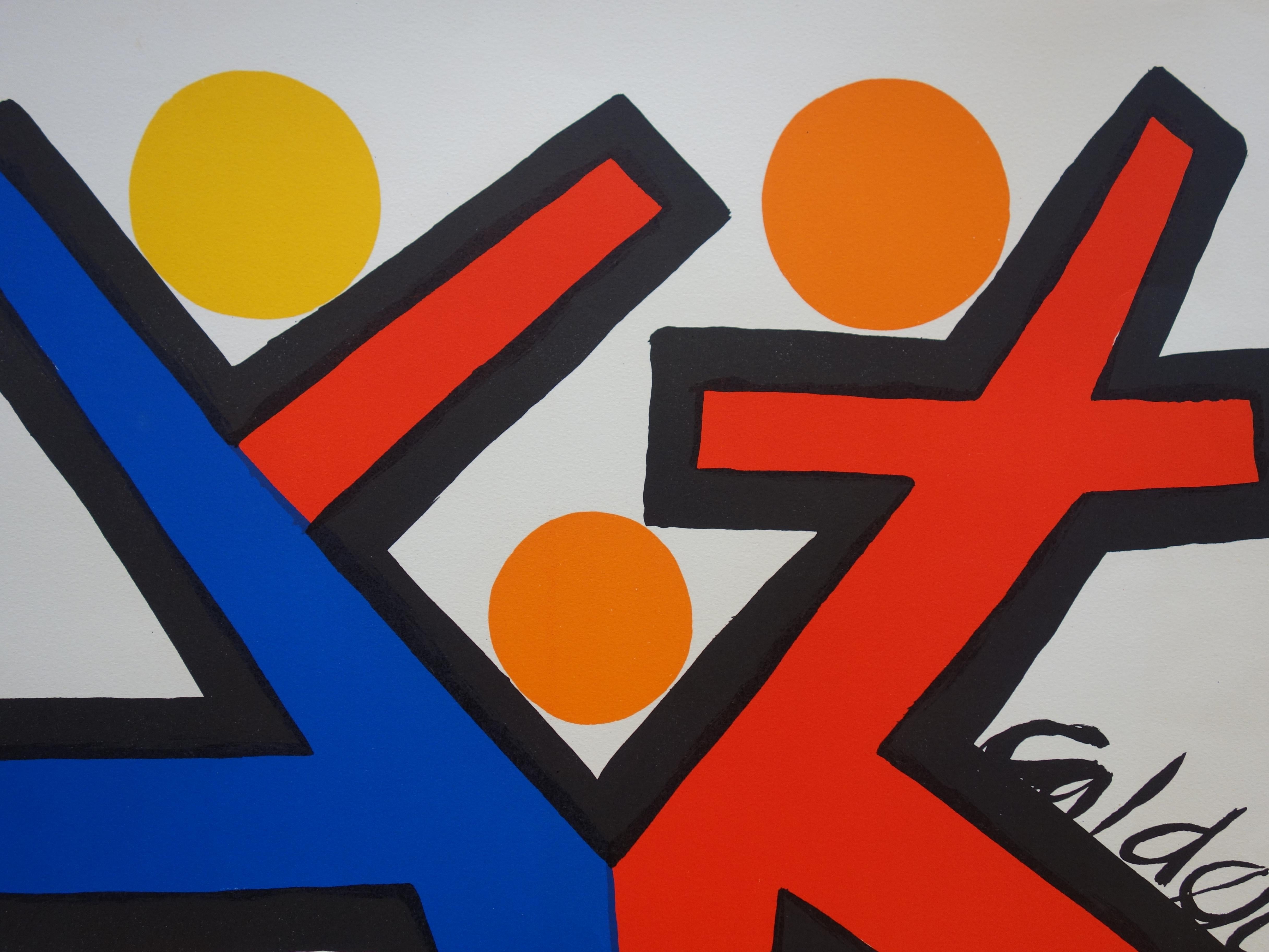 Asymmetrie – Originallithographie von 1972 (Grau), Abstract Print, von Alexander Calder