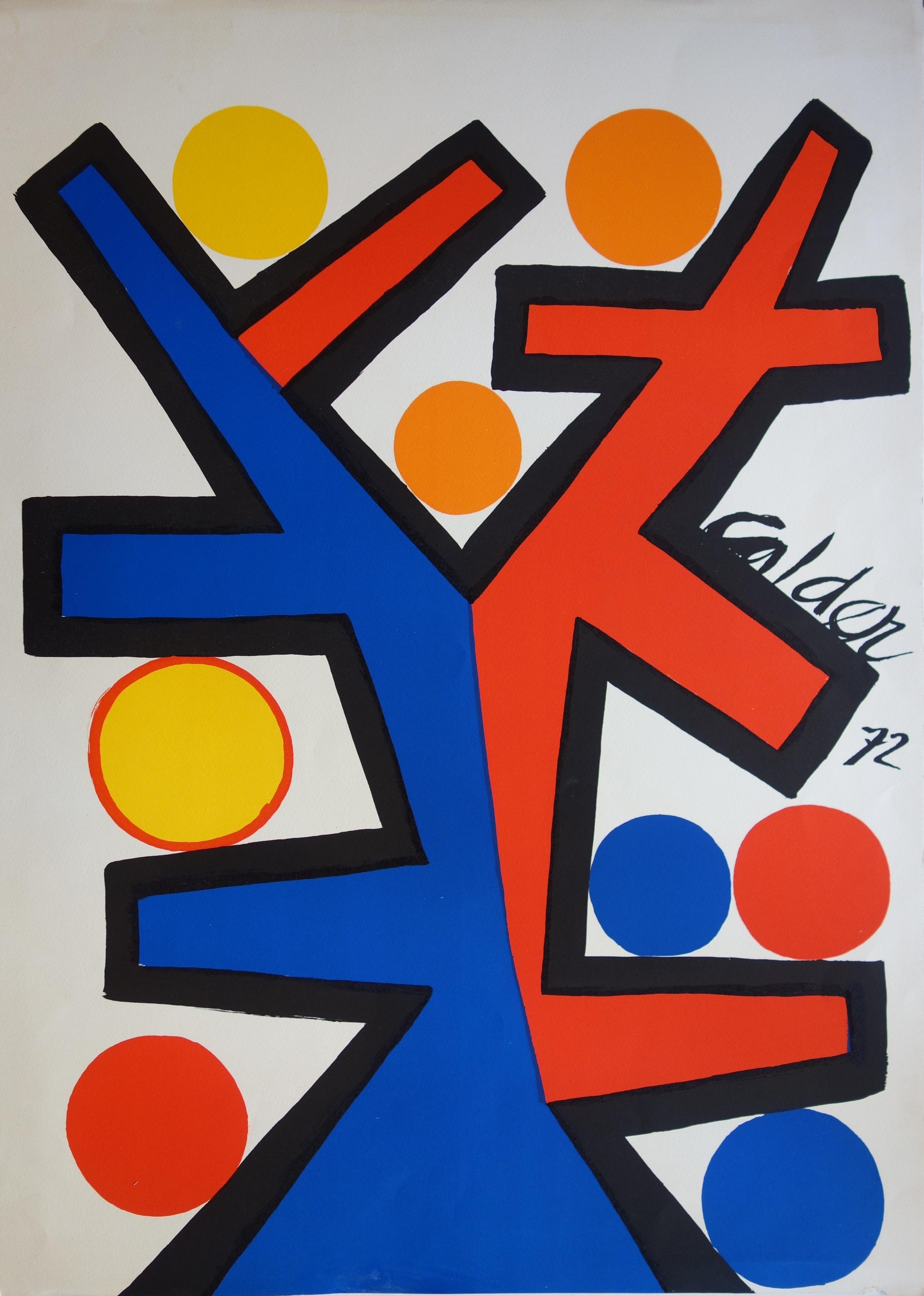 Alexander Calder Abstract Print – Asymmetrie – Originallithographie von 1972