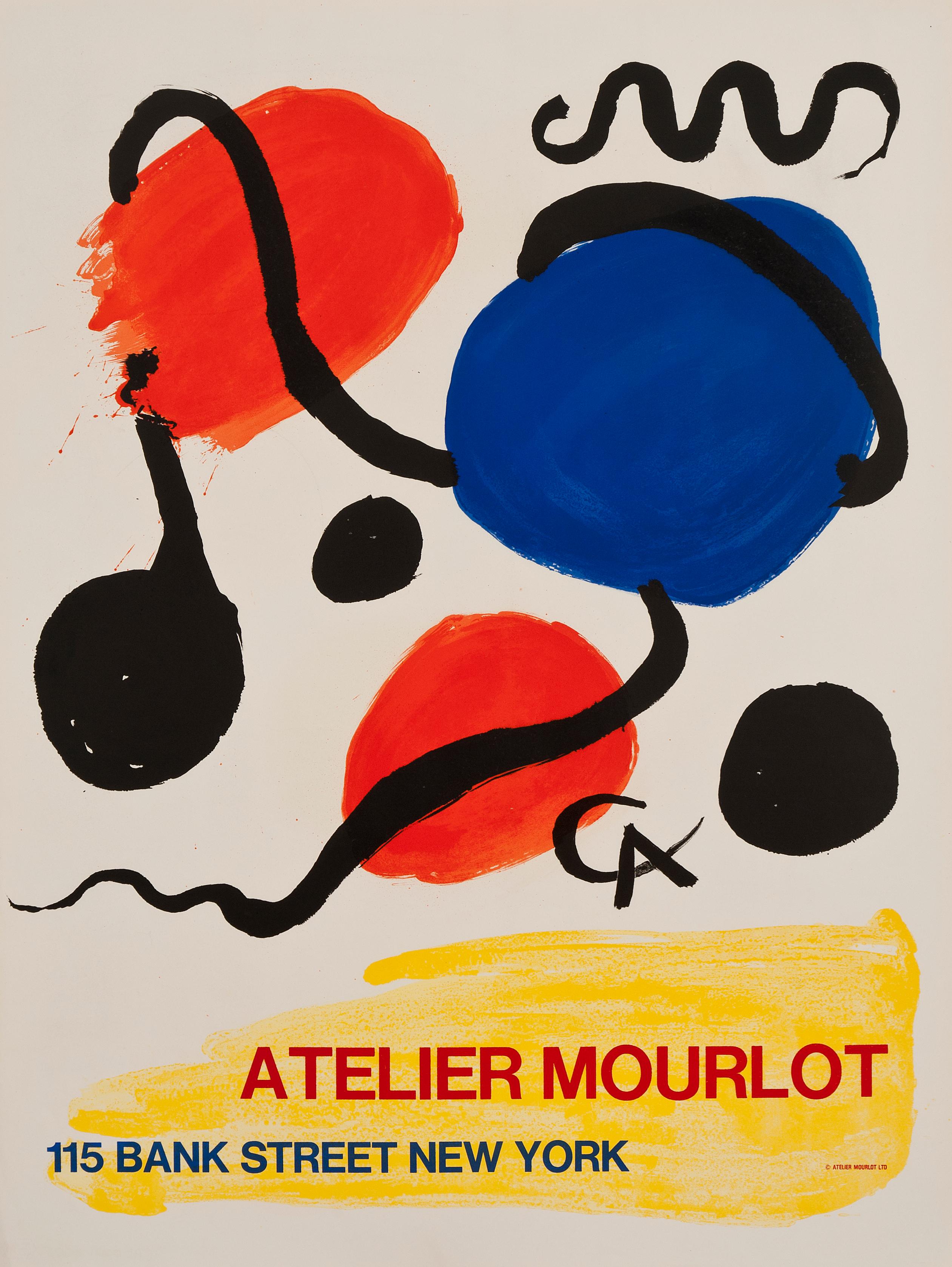 This colorful abstract lithographic poster was printed at the Atelier Mourlot on Bank Street in New York City in 1967. 

Calder is one of the most acclaimed and influential sculptors of the 20th century. He is renowned for the invention of the