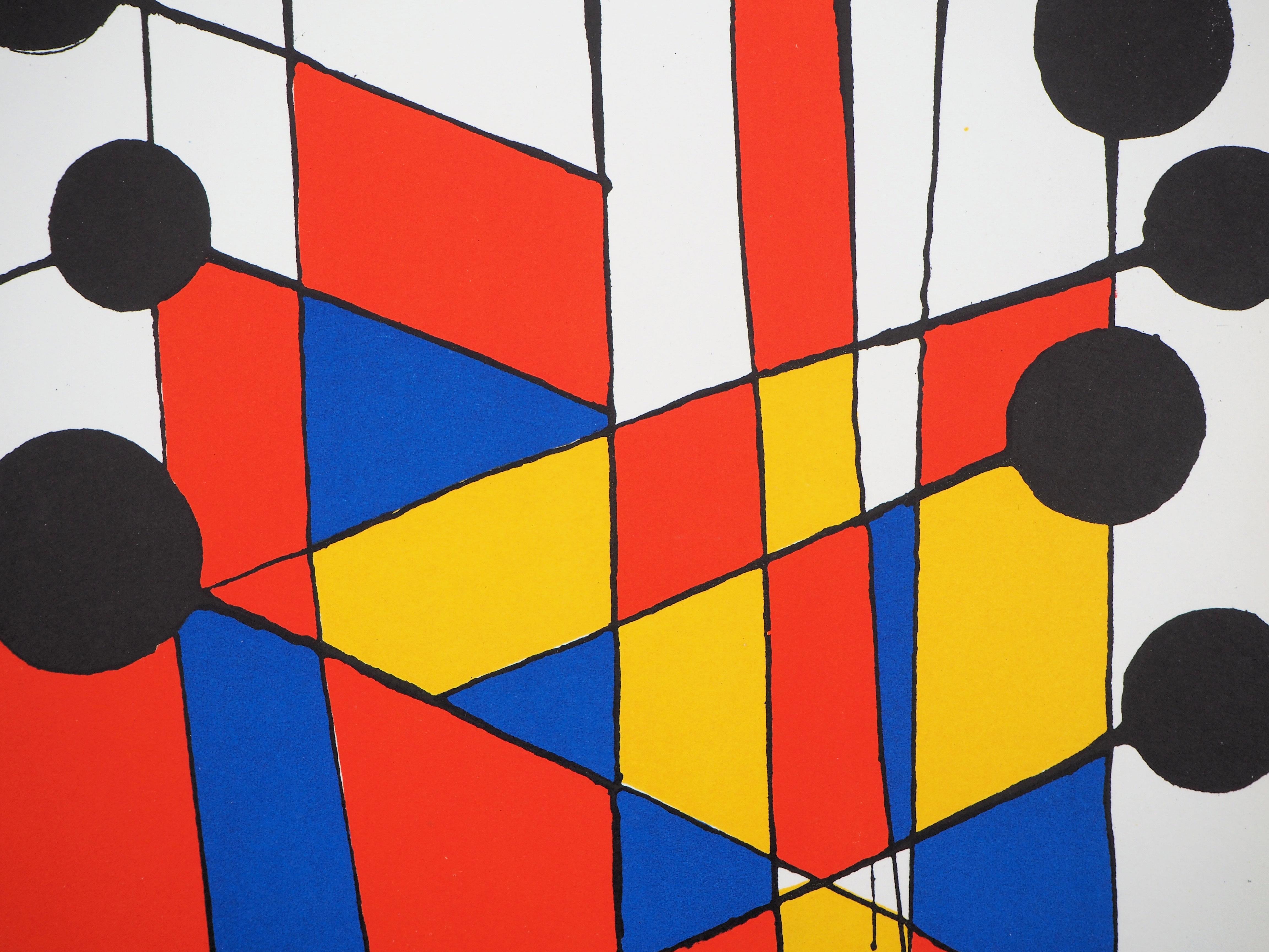 Alexander Calder
Balloons and Color Mosaic, 1971

Original Lithograph (4 color stones)
Printed in Mourlot workshop
On vellum 31 x 24 cm (c. 12,2 x 9,5 in)
Edited by San Lazzaro in  1971

Very good condition, beautiful colors