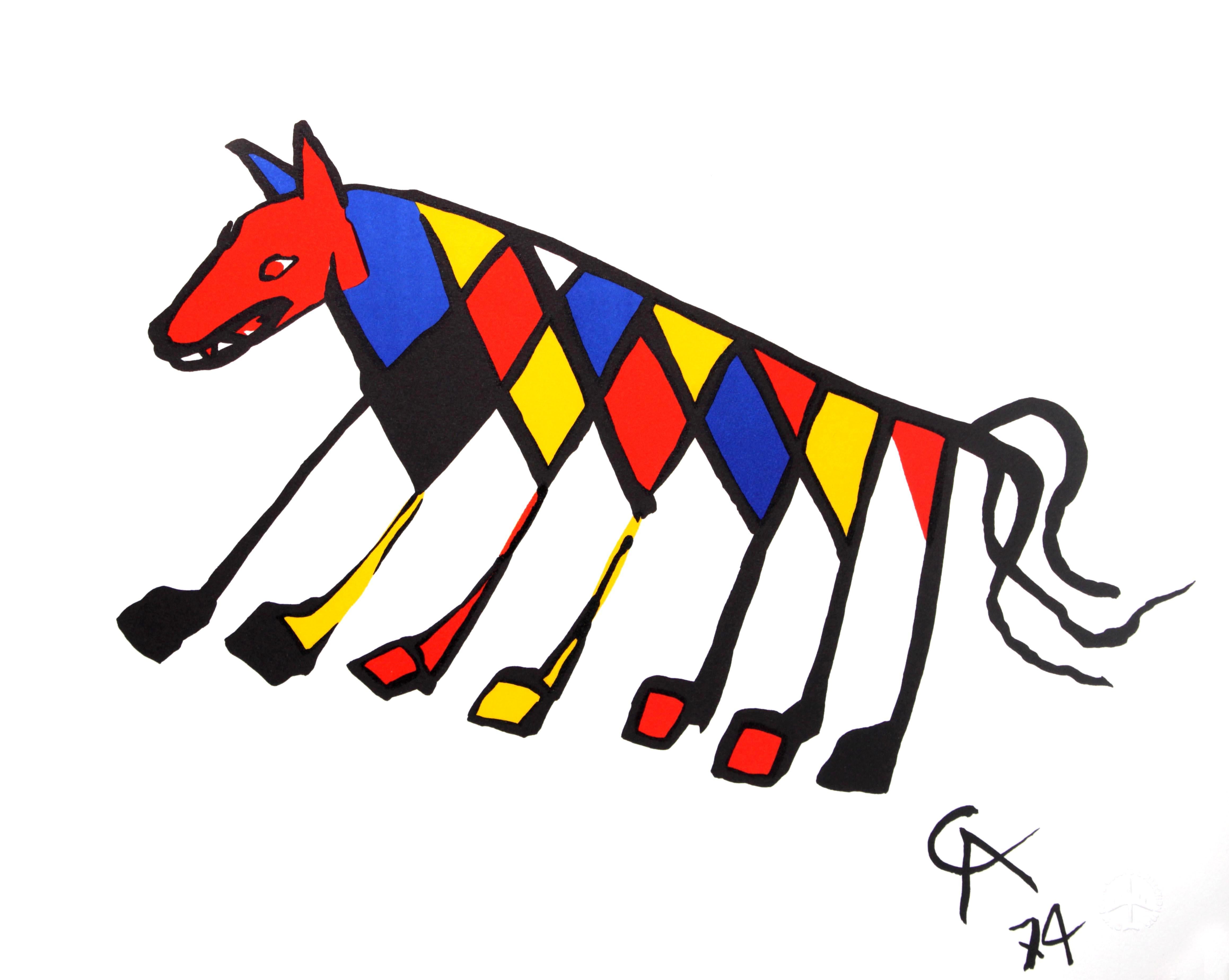 Artist: Alexander Calder
Title: Beastie
Year: 1974
Dimensions: 20in. by 26in.
Edition: From the rare limited edition
Suite: The Flying Colors Collection
Medium: Original lithograph on Arches wove paper
Condition: Mint
Signature Details: Signed in