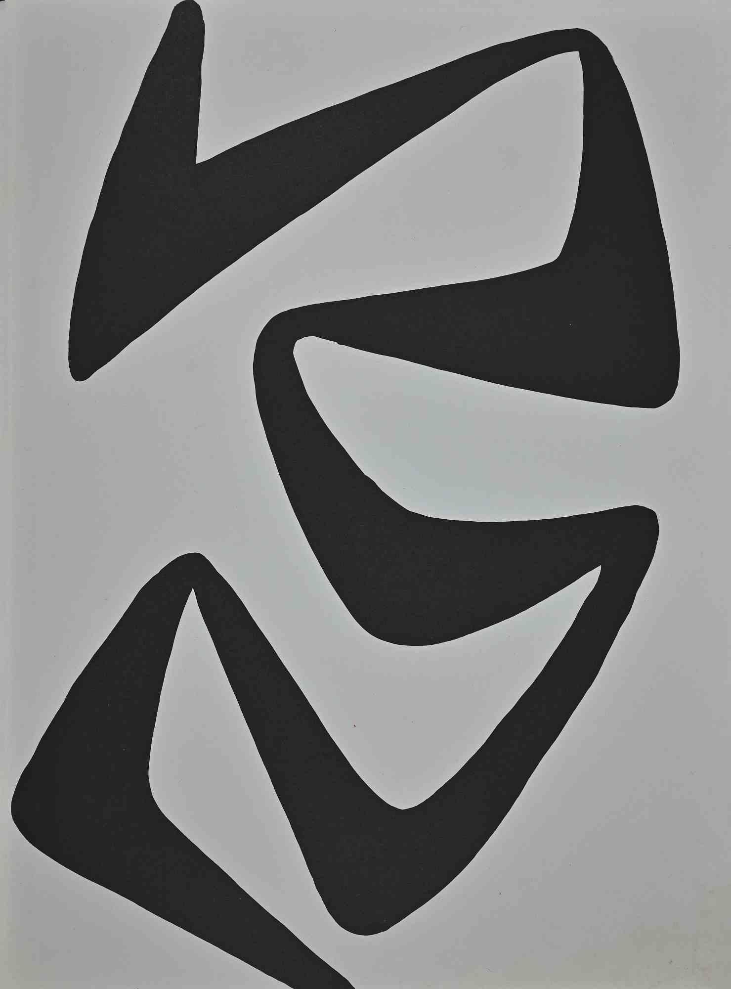 Black Abstract Composition is an original artwork realized by Alexander Calder for the French art magazine "Derrière Le Miroir" no. 173, 1968.

Original black and white lithograph. 

The artwork was realized for the art review "Derriere Le Miroir".