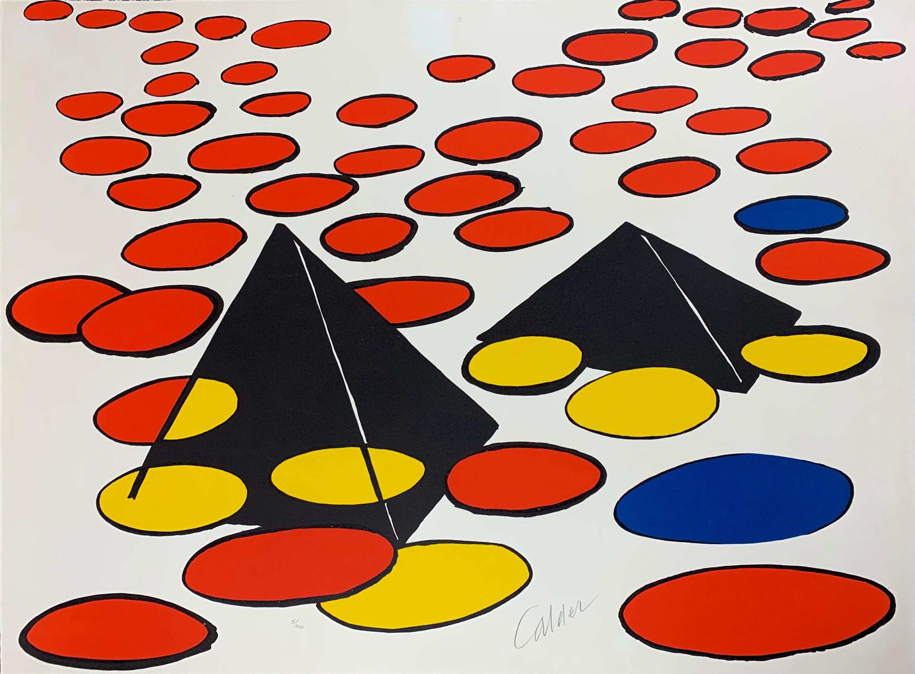 Alexander Calder Abstract Print - Black Pyramids