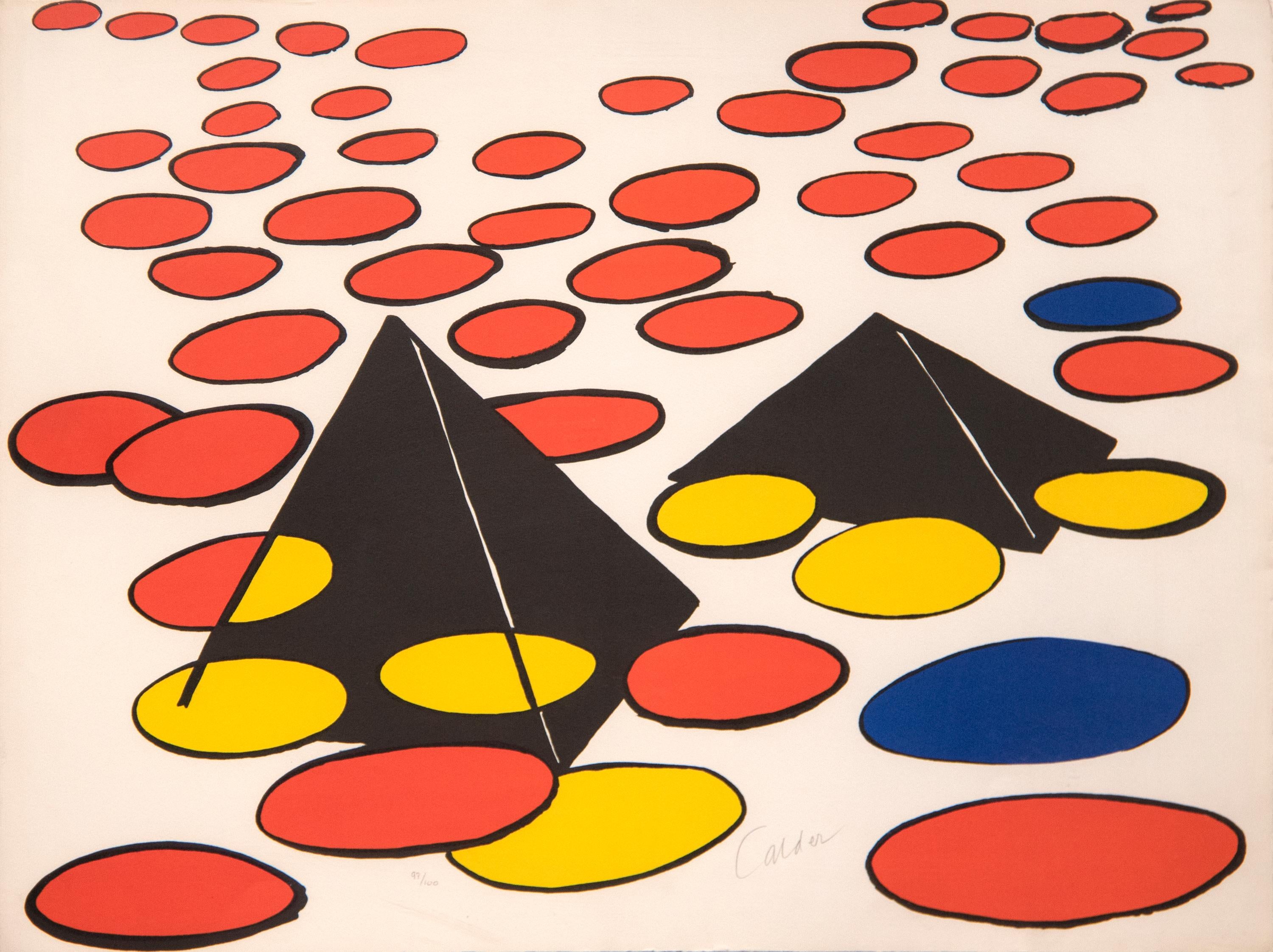 Alexander Calder Abstract Print – Schwarze Pyramiden