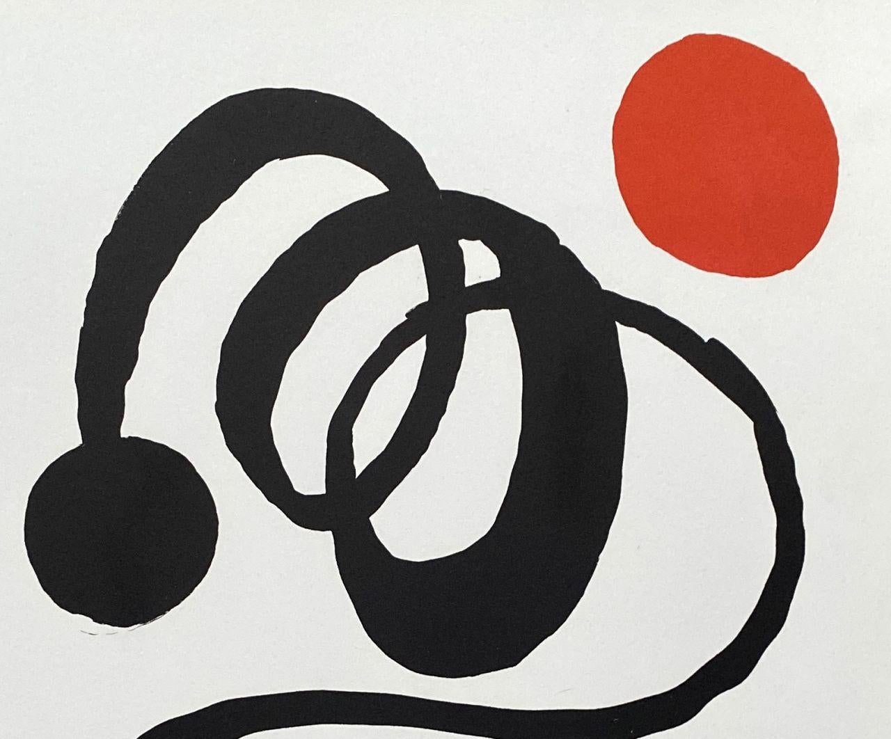 Black Spiral, Red & Blue Bubbles - Original Lithograph Hand Signed  - Modern Print by Alexander Calder