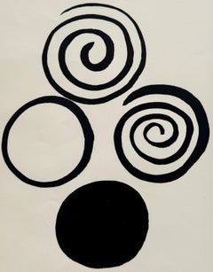 Black Spirals & Circles - Lithograph, 1965