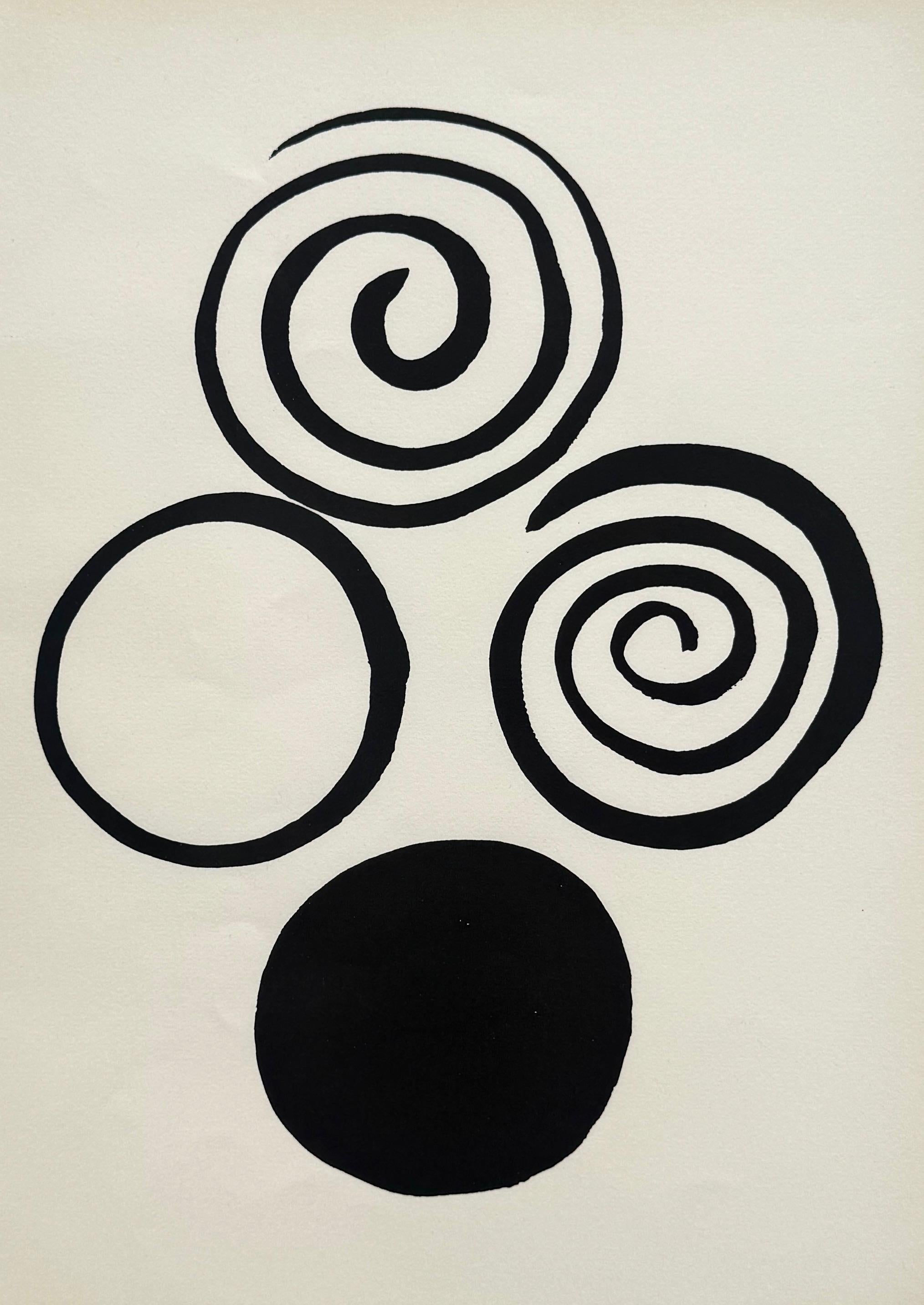 Alexander Calder Abstract Print - Black Spirals & Circles - Lithograph, 1965