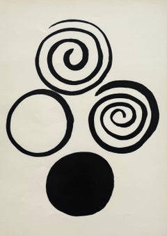 Black Spirals & Circles - Lithograph, 1965