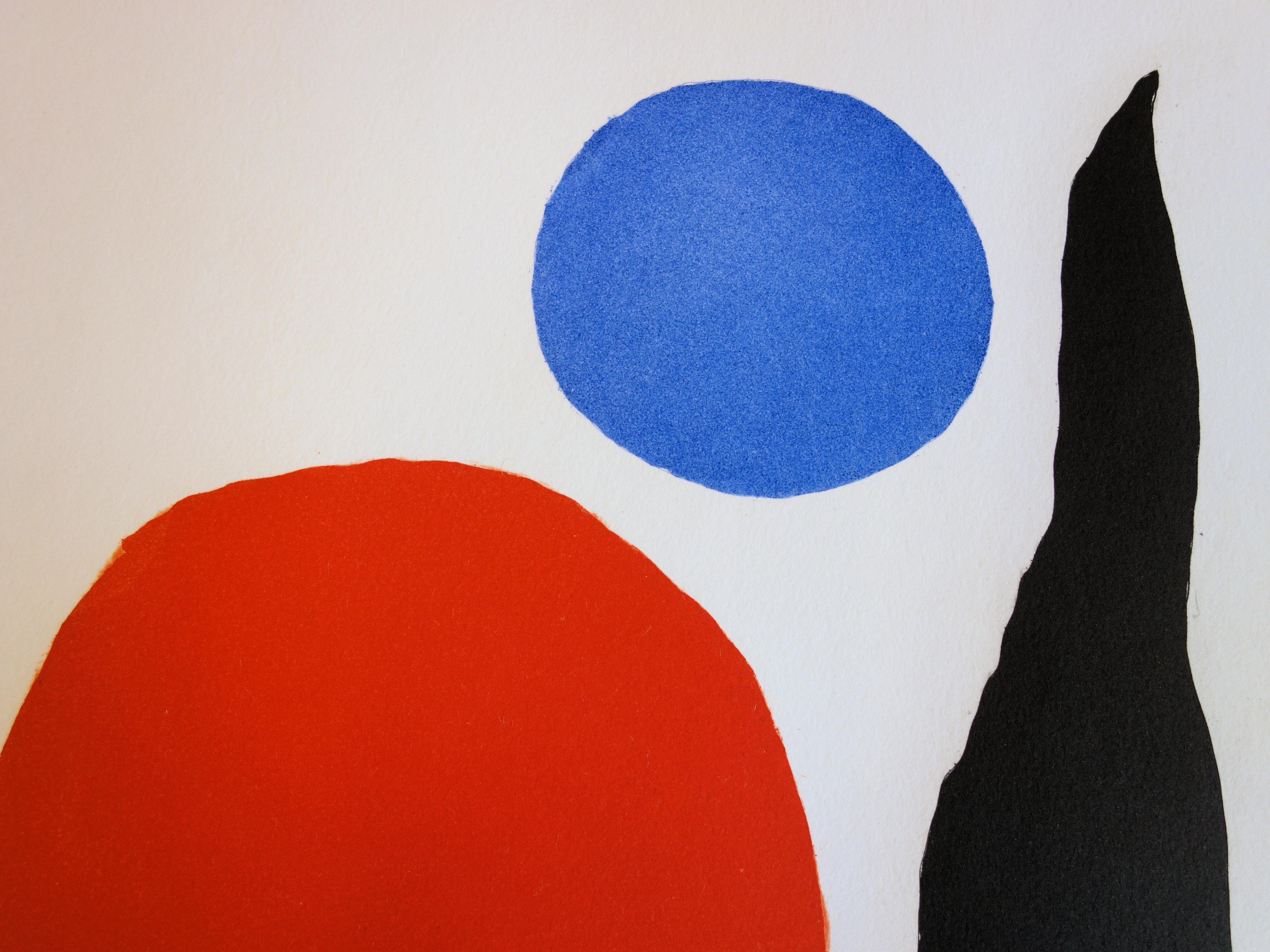 Blue and Red Ball - Original color Etching and Aquatint - 1967 - Abstract Print by Alexander Calder