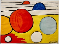 Bold Abstract Circles Color Lithograph Alexander Calder Unfinished Revolution