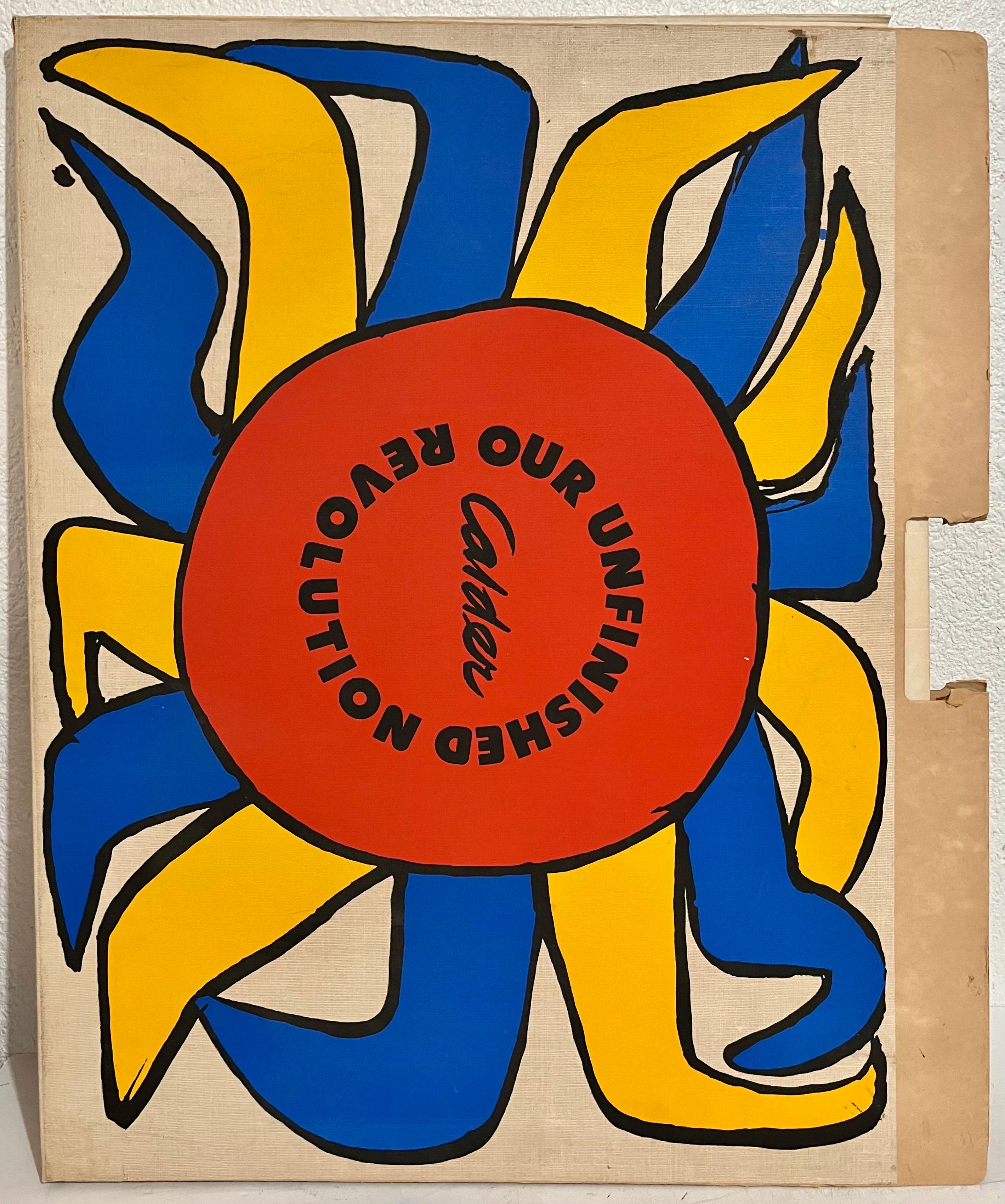 Bold Abstract Circles Color Lithograph Alexander Calder Unfinished Revolution For Sale 3