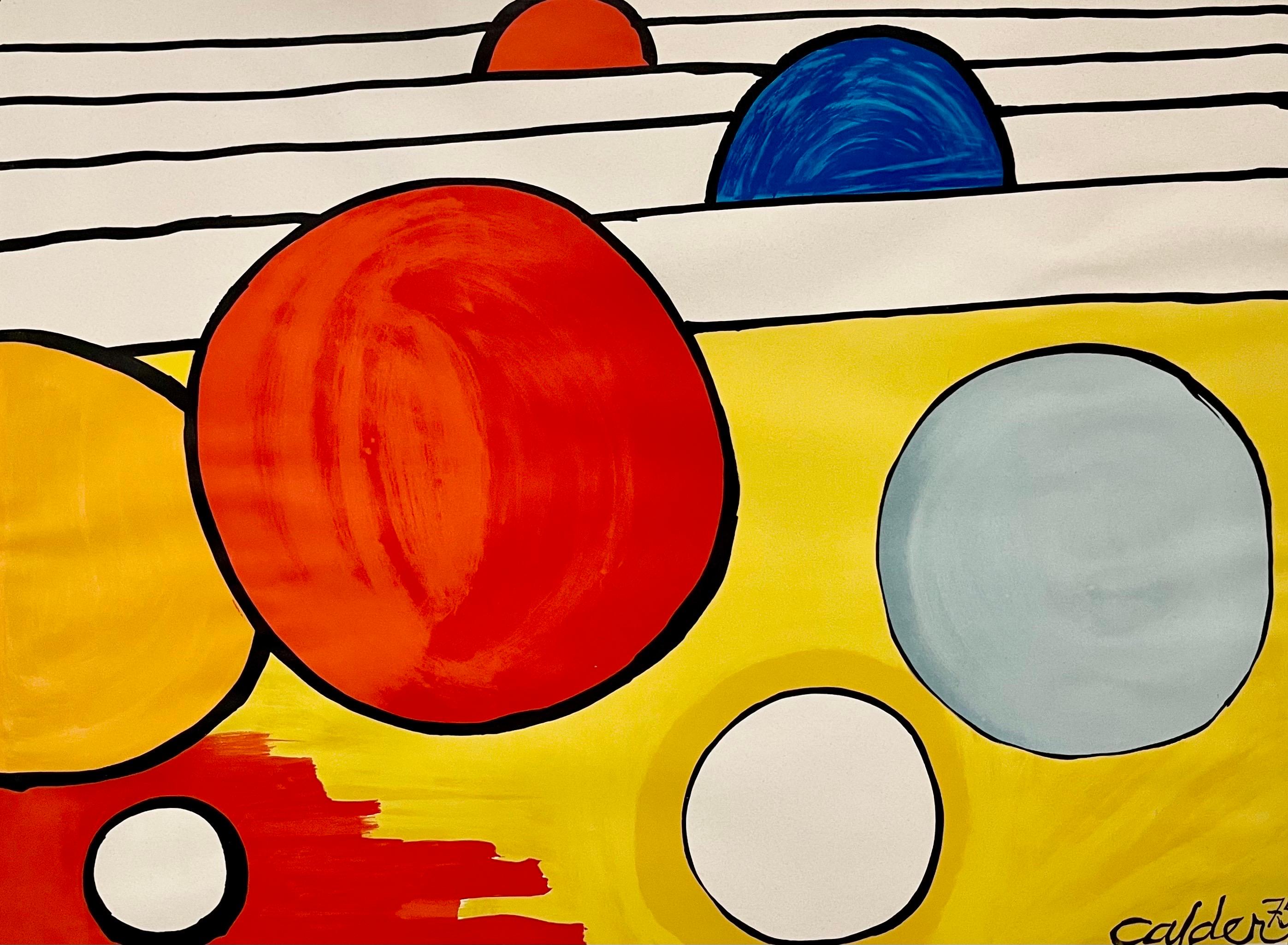 Negrita Abstracta Círculos Litografía en color Alexander Calder Revolución inacabada
