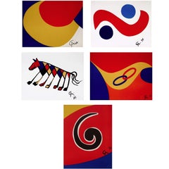 Used Braniff Airlines Flying Colors, Five 1974 Ltd Ed Lithos, Alexander Calder