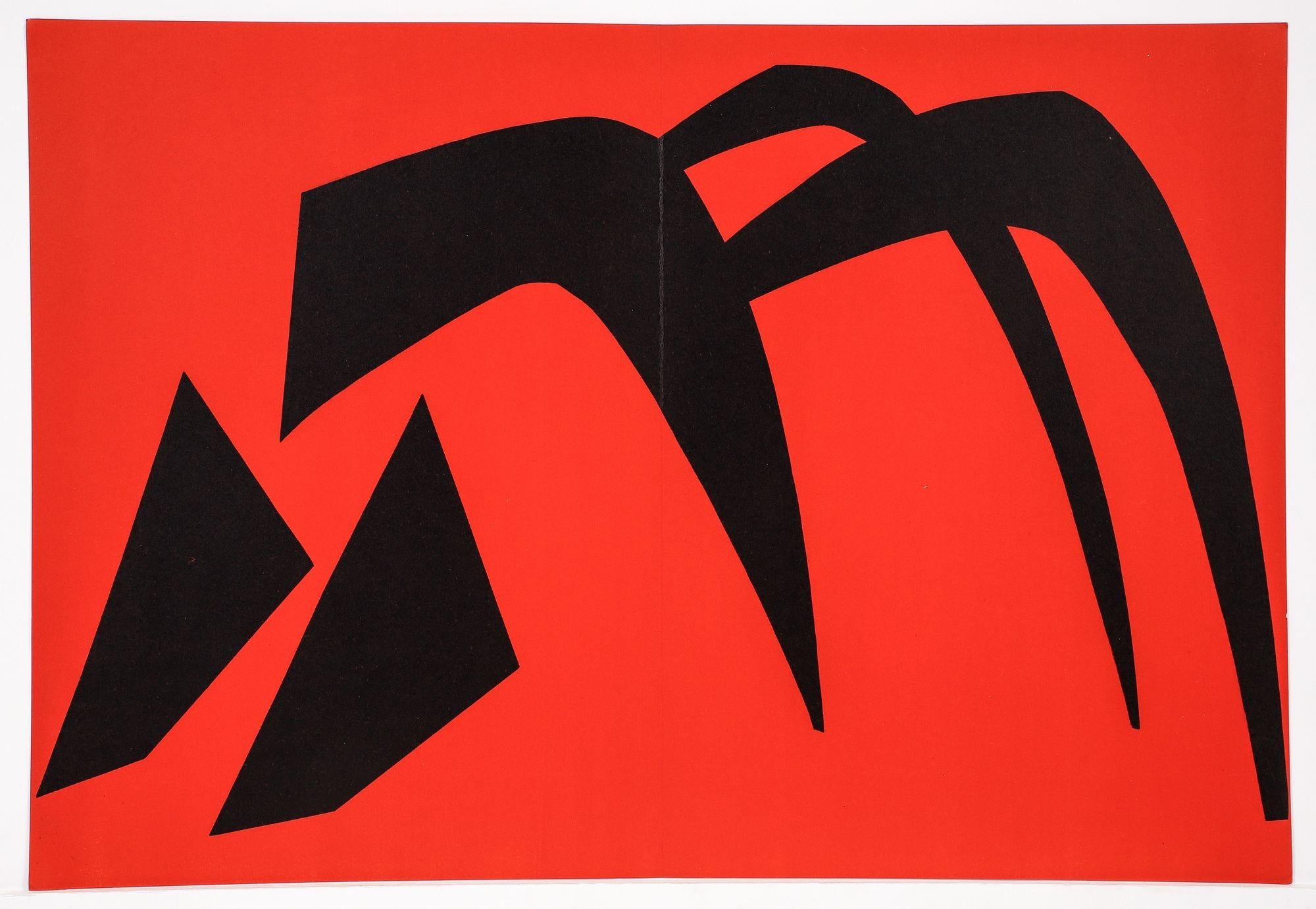 Calder, Composition, Derrière le miroir (d'après) - Rouge Abstract Print par Alexander Calder