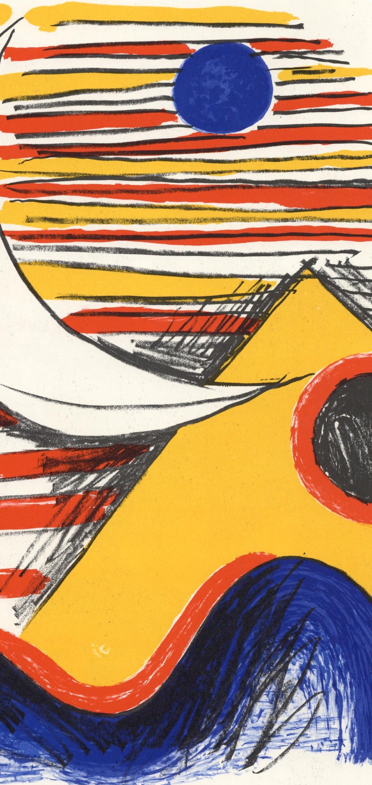 Calder, Composition, Derrière le miroir (d'après) - Blanc Abstract Print par Alexander Calder