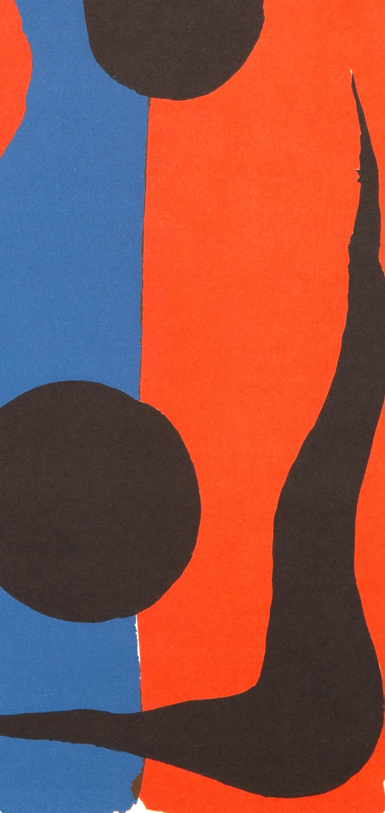 Calder, Composition, Derrière le miroir (after) - Blue Abstract Print by Alexander Calder
