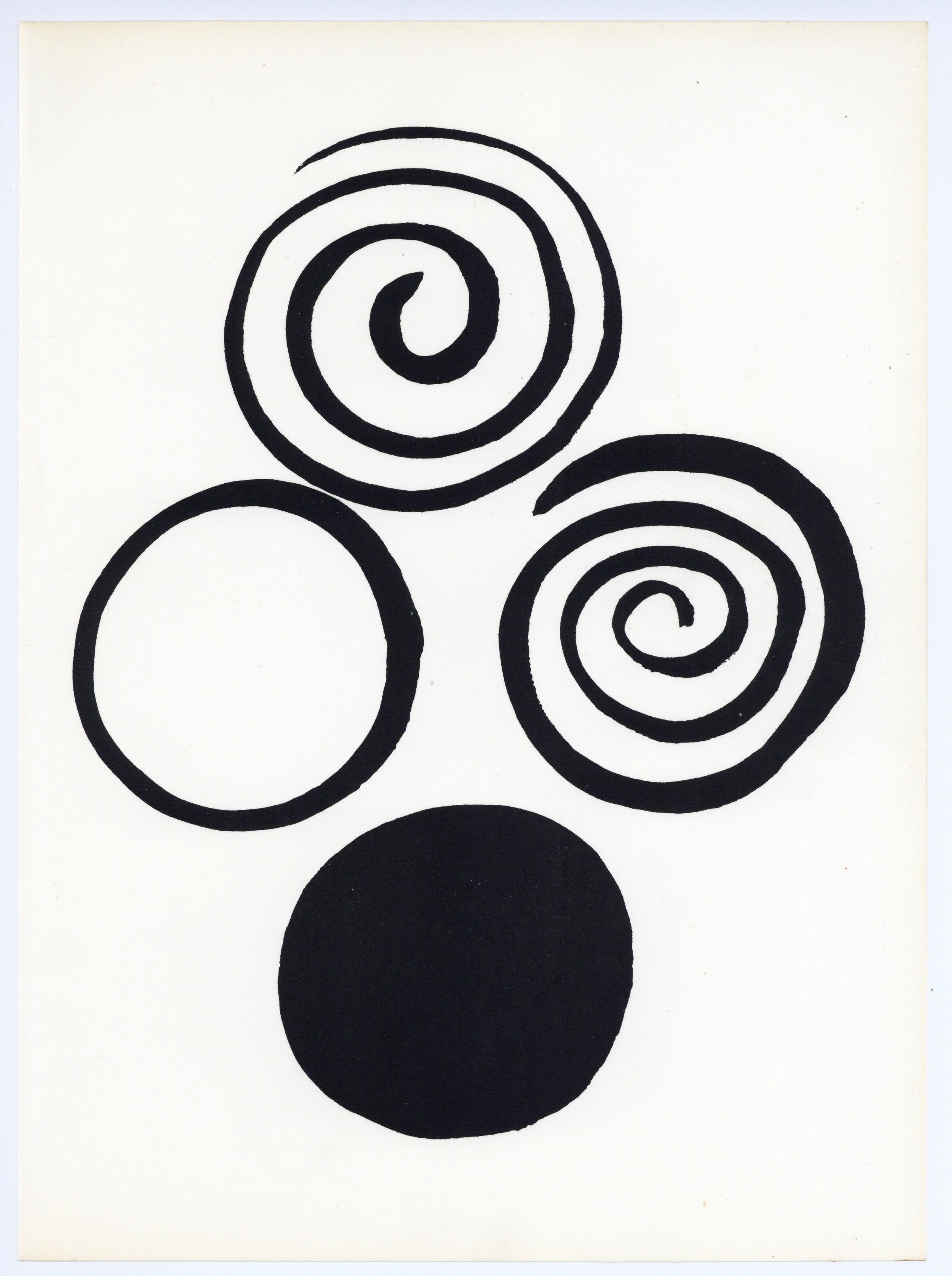 Lithographie auf Velinpapier. Papierformat: 12,5 x 9,25 Zoll. Beschriftung: Unsigniert und nicht nummeriert, wie ausgegeben. Anmerkungen: Aus dem Album, Calder. Herausgegeben und gedruckt vom Musée National d'Art Moderne, Paris, und dem Solomon R.