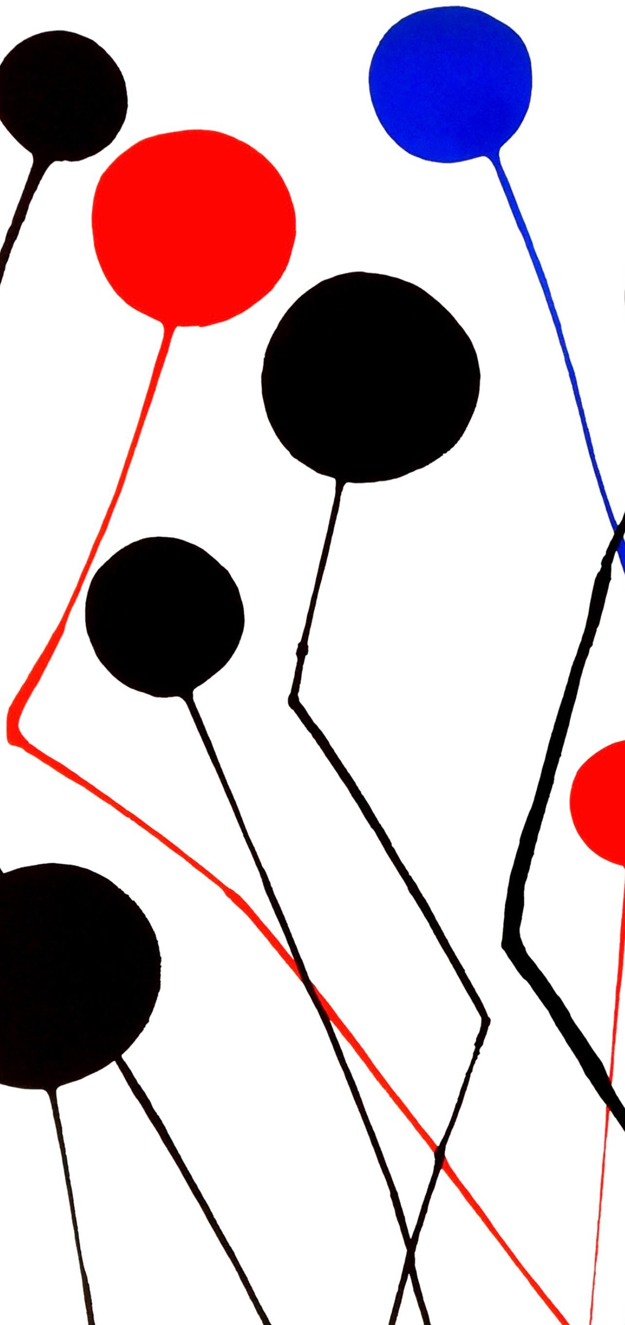 Calder, The Blue Balloon, Spanish Refugee Aid (after) - Pink Abstract Print by Alexander Calder