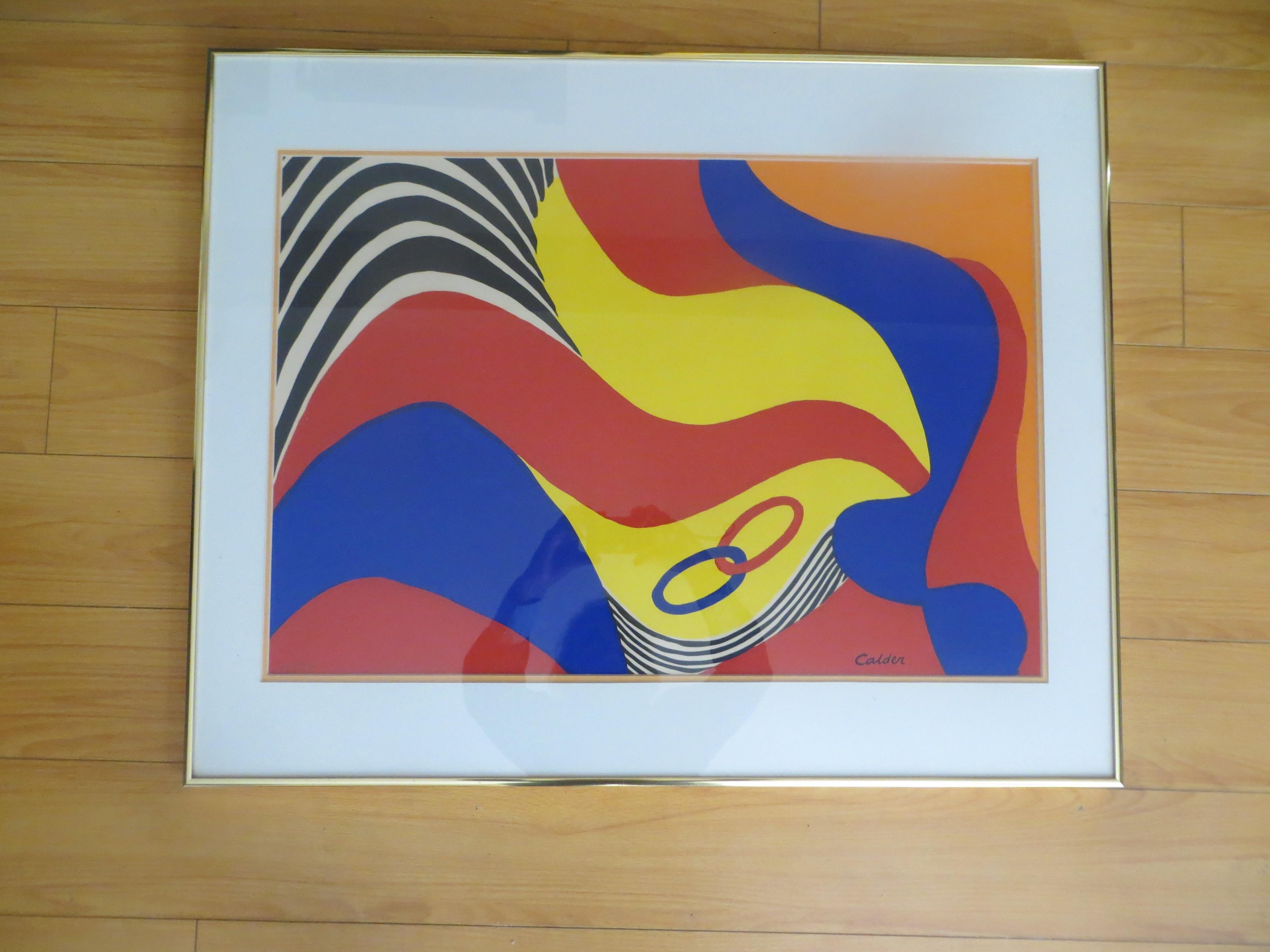 Alexander Calder Abstract Print –  CalderAbstract lithograph Flying colors 1975 limitierte Auflage 