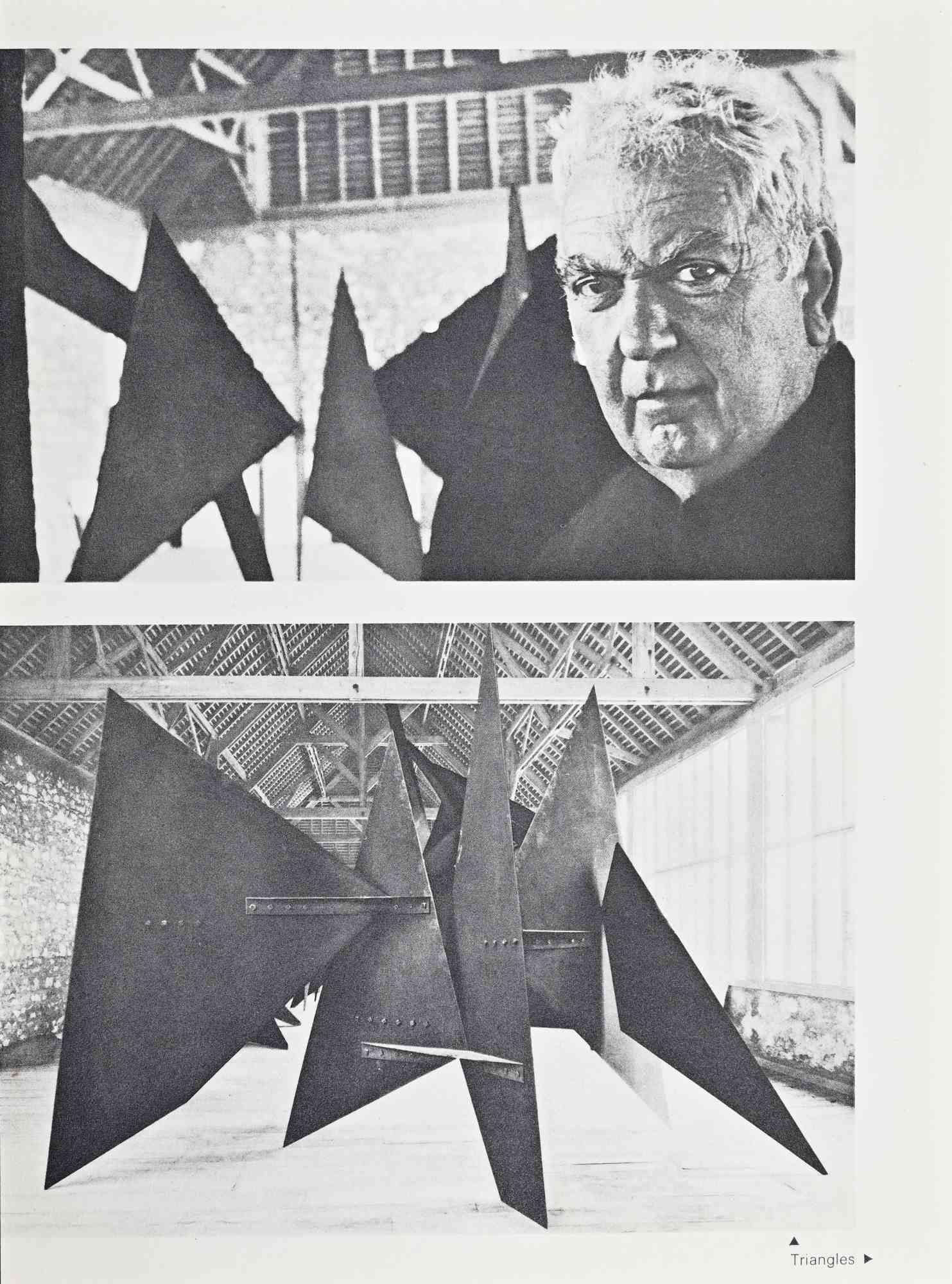 Alexander Calder Figurative Print - Calder's Stabiles and Portrait of the Artist - 1963