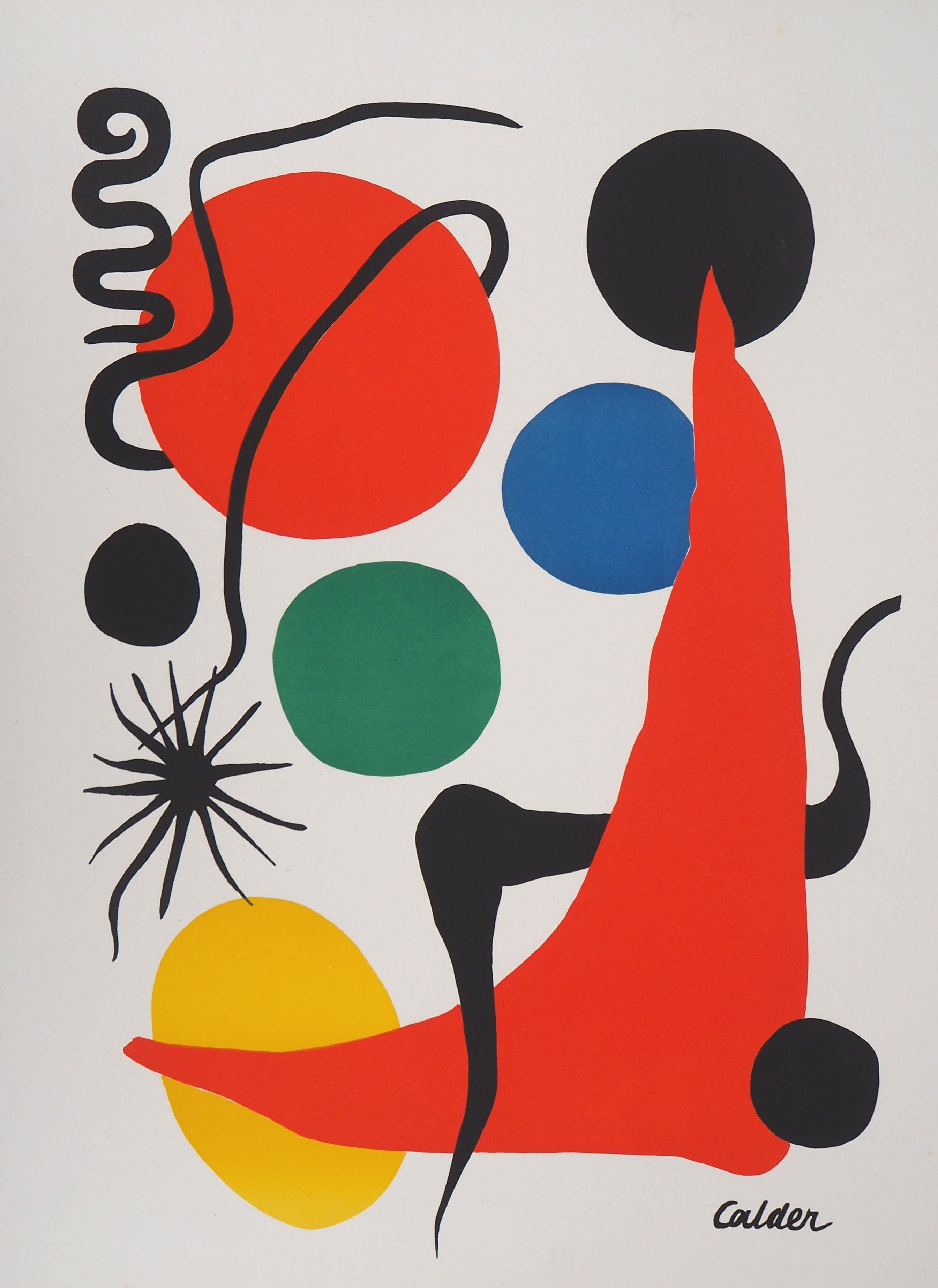 Circles and triangle - Original signed lithograph - Print by Alexander Calder