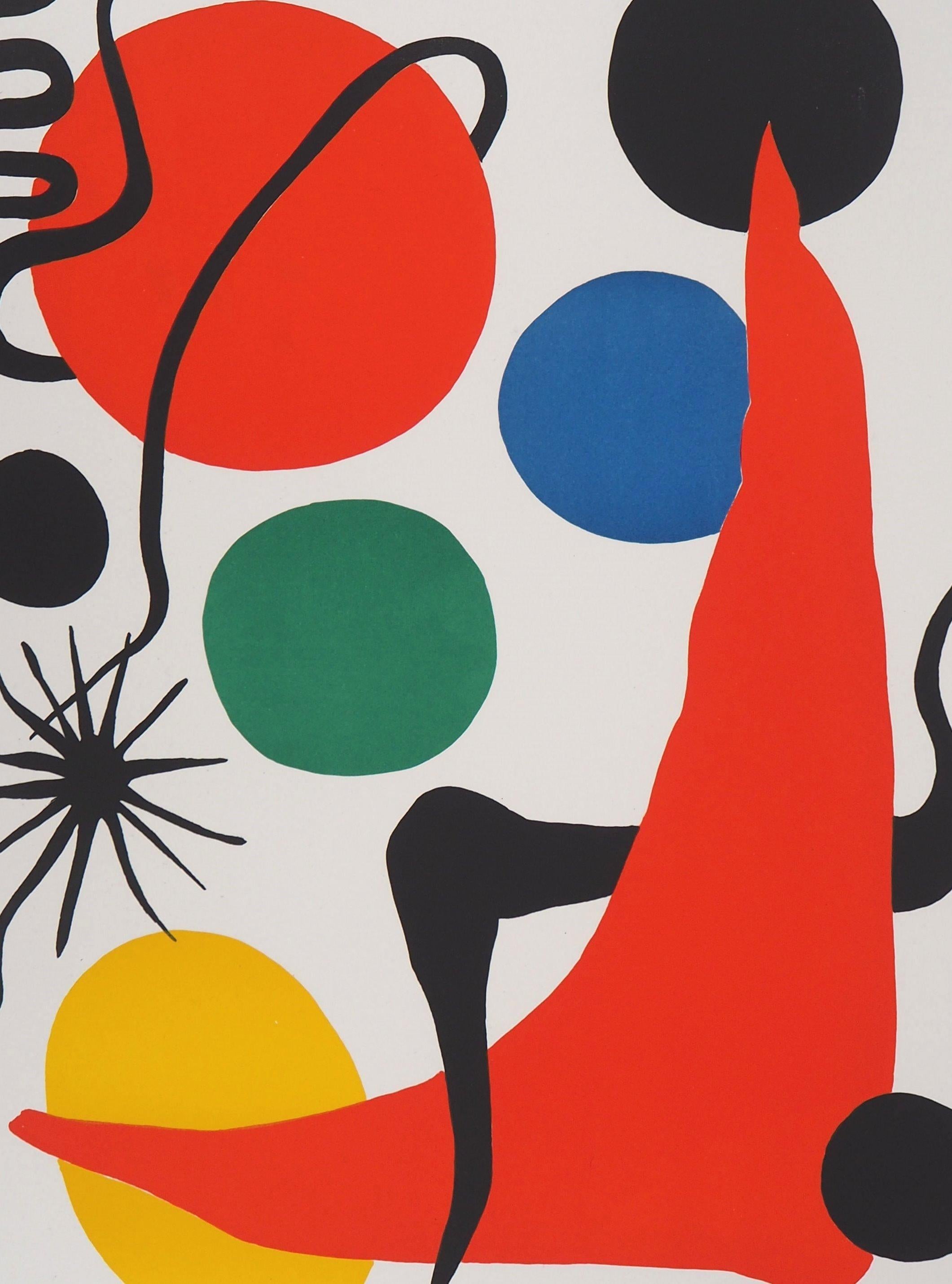 Circles and triangle - Original signed lithograph - Abstract Print by Alexander Calder